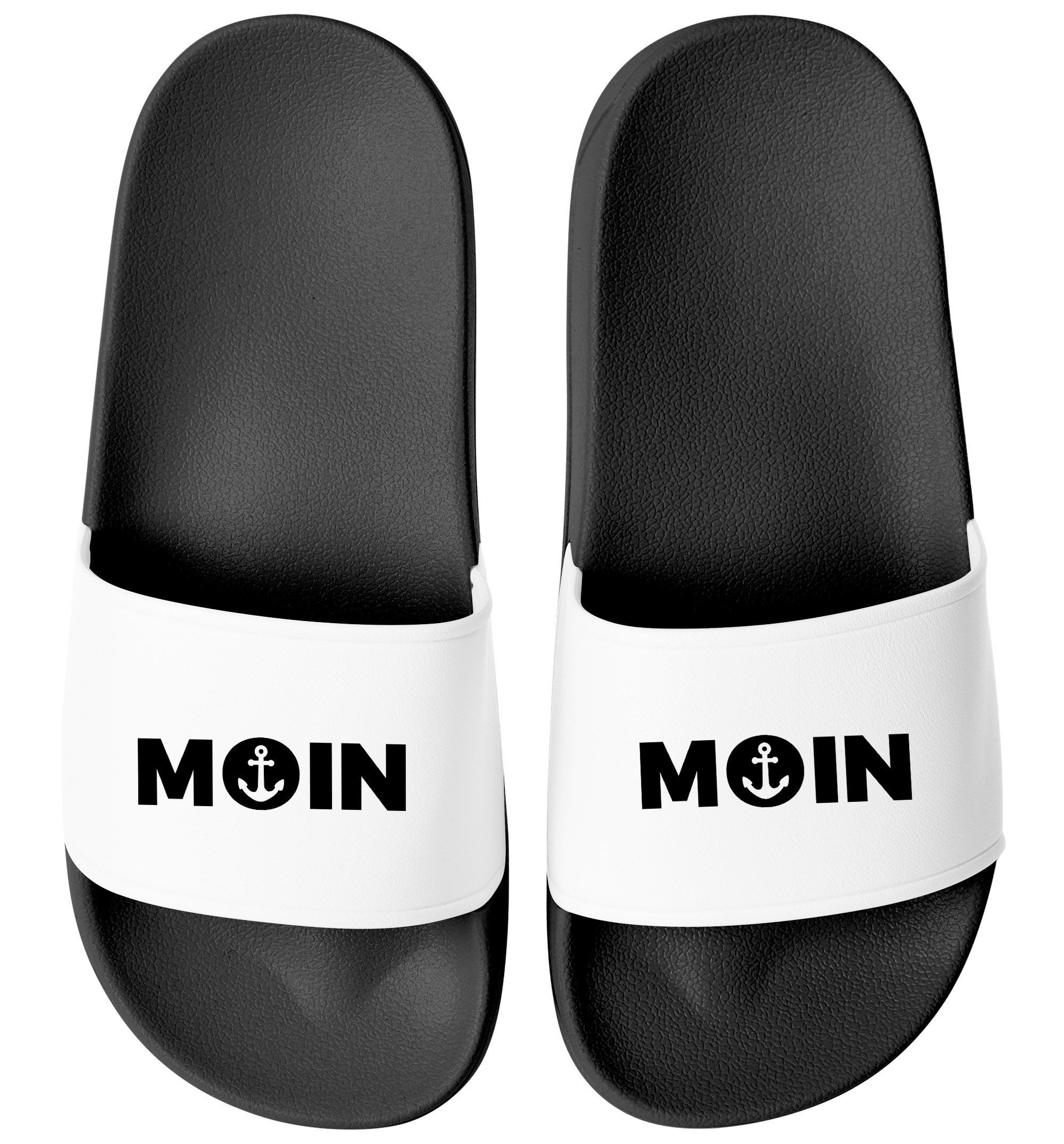 Badeschlappen Moin Aufdruck Anker Logo Badelatschen Unisex Herren Badesandale