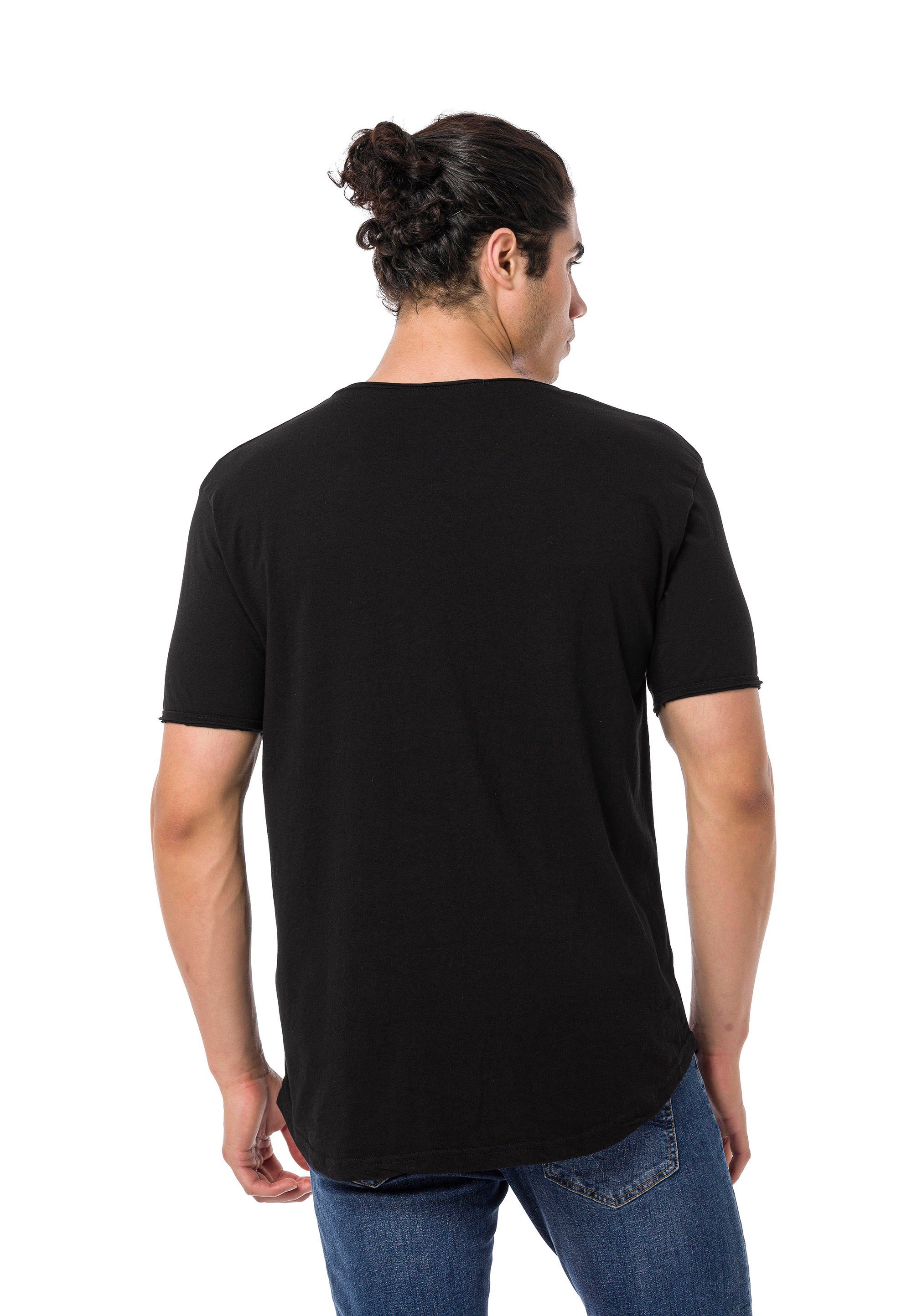 RedBridge T-Shirt Taunton mit abgerundeten schwarz Saum