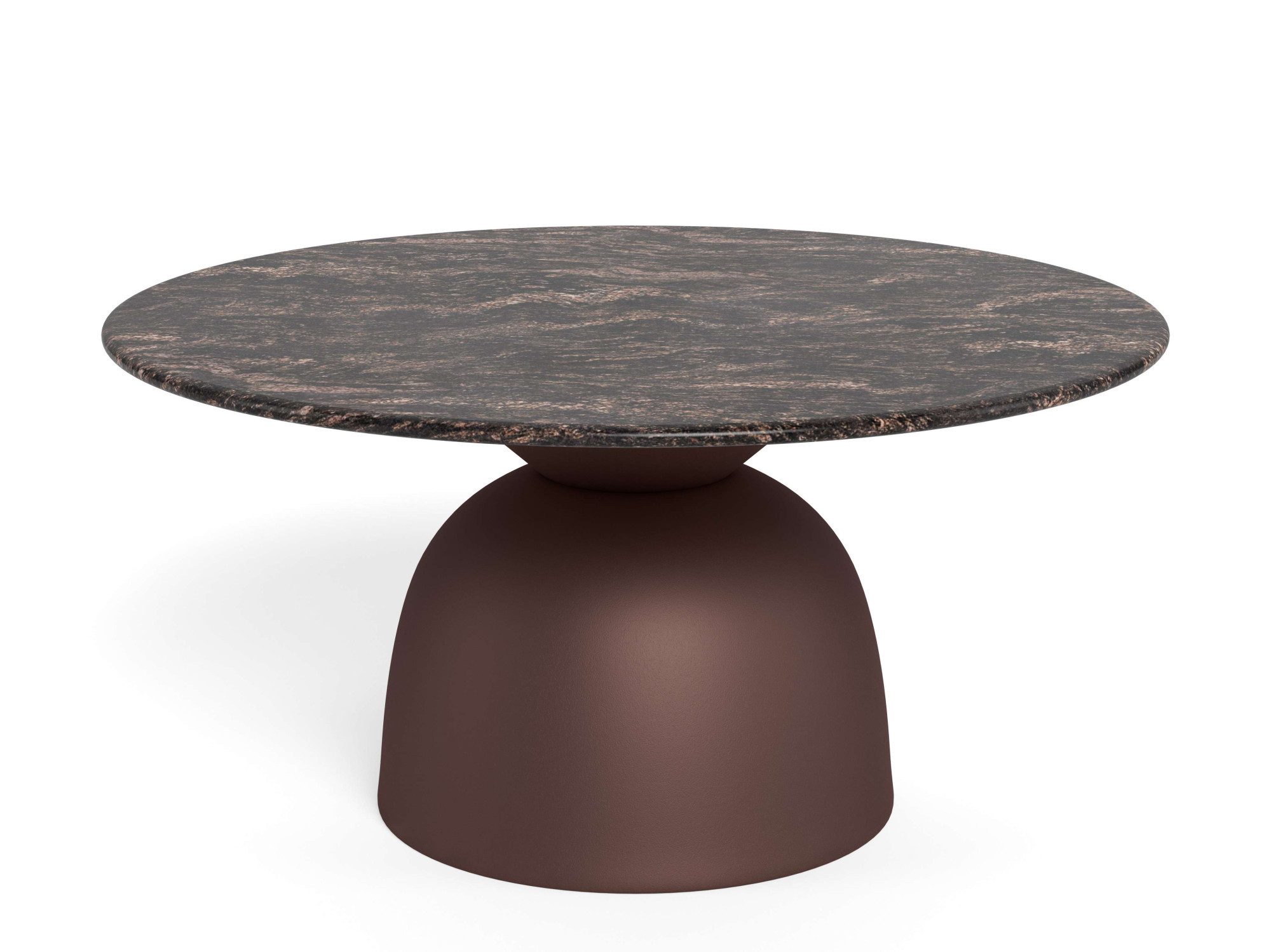 ACTONA GROUP Couchtisch Ferrol Beistelltisch– stilvoll & modern mit eleganter Marmorplatte, Rund. Brauner Cocoa Marmor, mattes Bronze-Stahlgestell. Ø: 80 cm – Bild 3 von 5