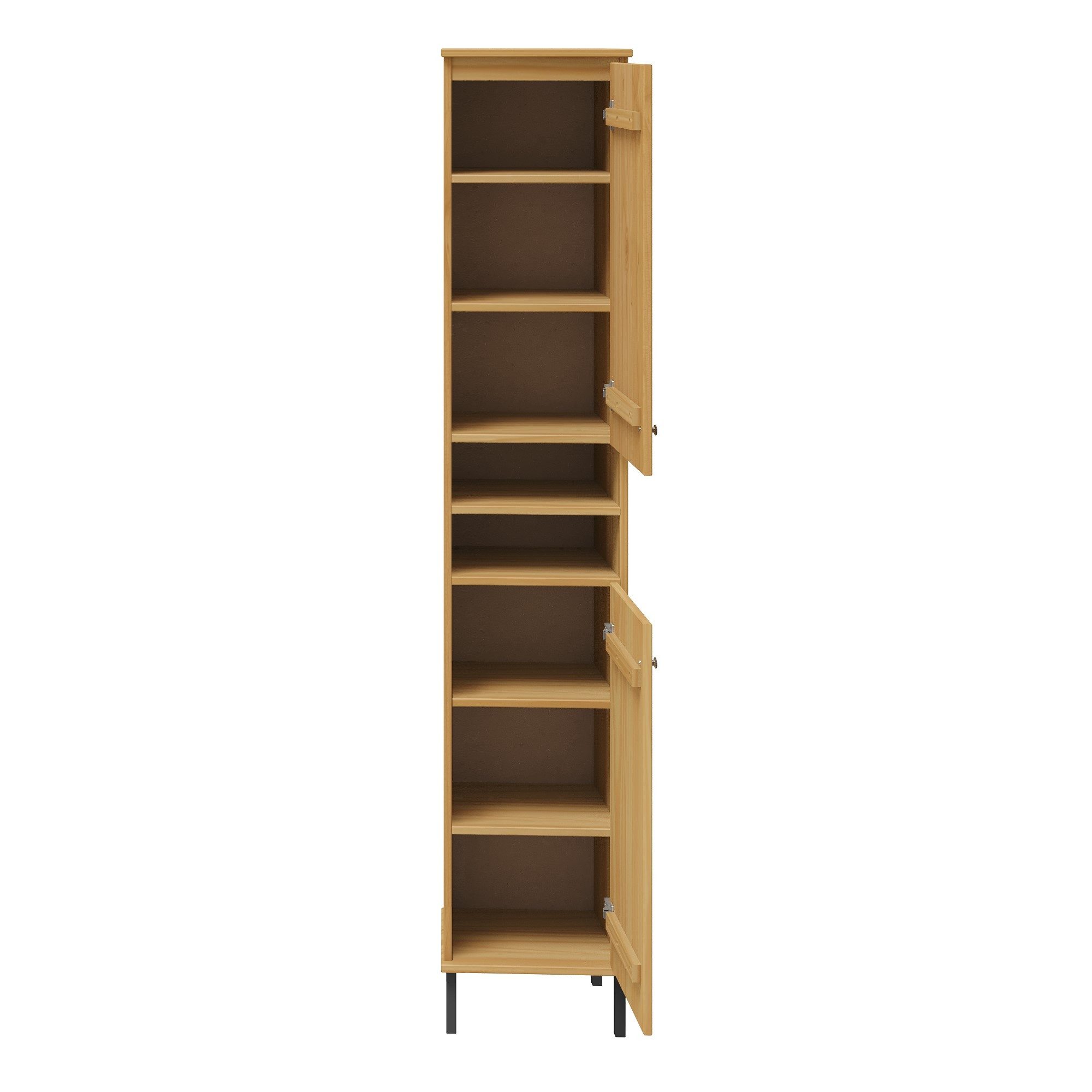 Lebenswert Hochschrank WZ-0801 2 Türen, 2 Fächer, Kiefer massiv eichefarbig lack - 35x190x32 (BxHxT)