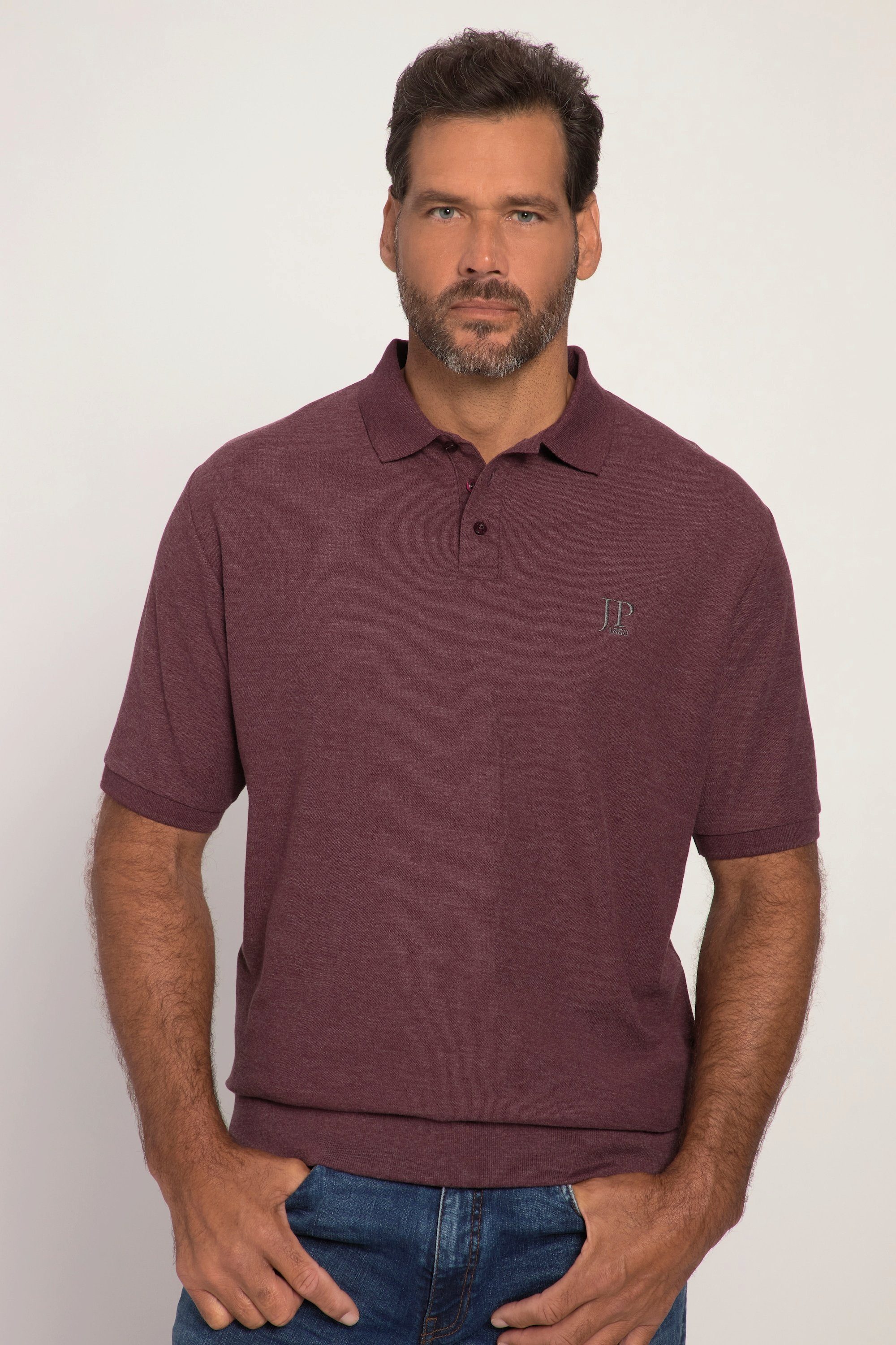 JP1880 Poloshirt Poloshirt Bauchfit Piqué Halbarm XXL bis 8 XL aubergine