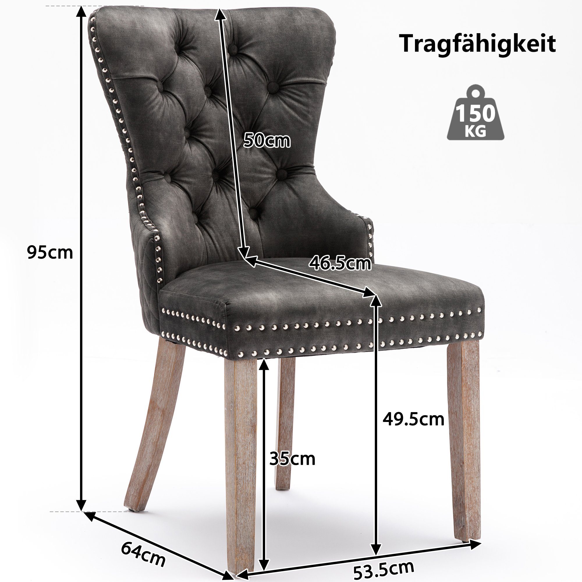 Flieks Esszimmerstuhl (Set, 2 St), 2er Set Polsterstühle Küchenstühle Wohnzimmer Schminkstuhl Samt