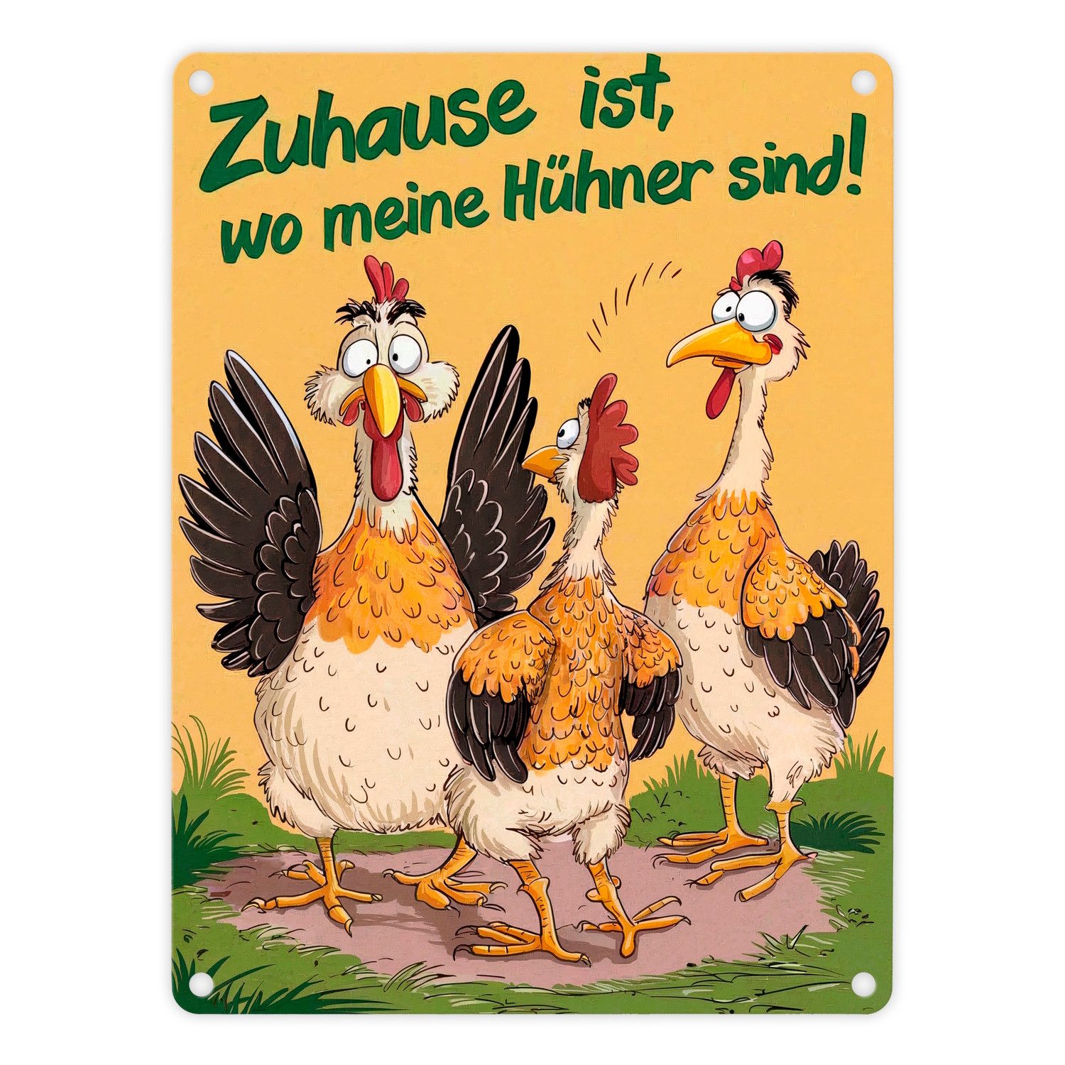 Metallschild Zuhause ist, wo meine Hühner sind! Metallschild in 15x20 cm