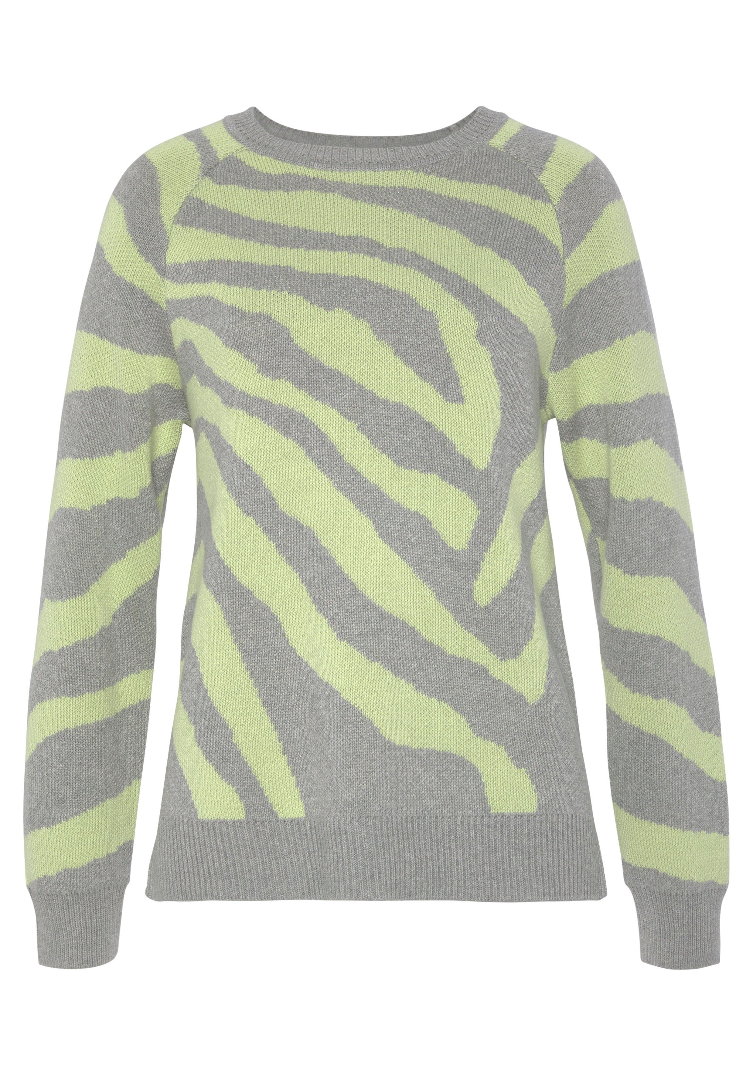 LASCANA Strickpullover, mit Zebramuster, leichter Damenpullover mit Animalp günstig online kaufen