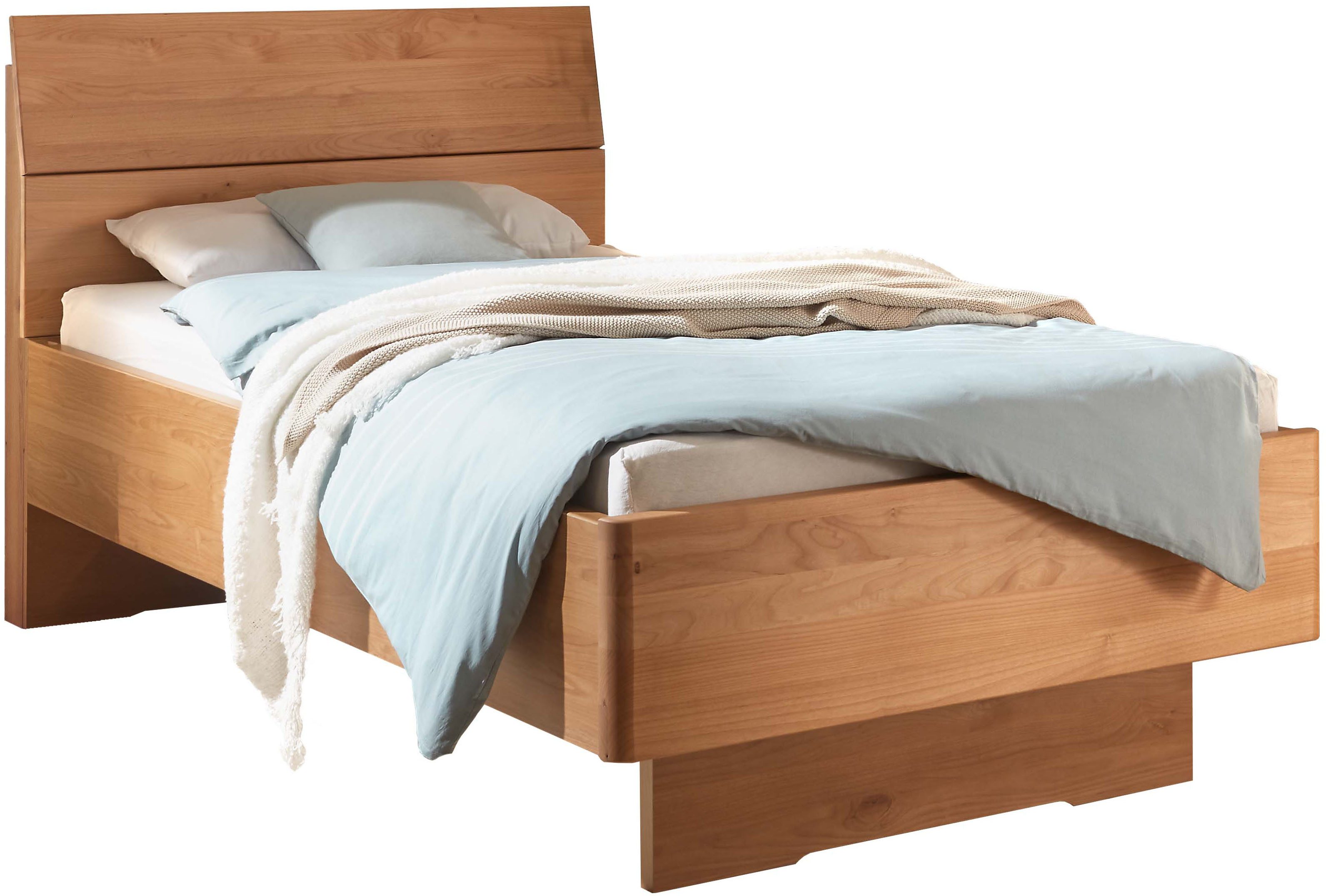 WIEMANN Holzbett Cardiff, Bettgestell, Bettrahmen, teilmassiv Erle (Belastbarkeit 110/220 Kg, 4-fache höhenverstellbar, MADE IN GERMANY), Kopf- und Fußteil aus Massivholz in Erle, verschiedene Größen