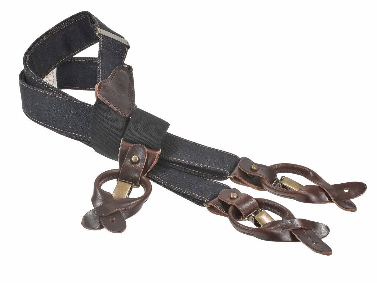 Sir Redman Hosenträger Sturdy Stitch dark (Set) Holländer Y-Form, Hosenclips, Knopflaschen, 35mm Trägerbreite, 130cm