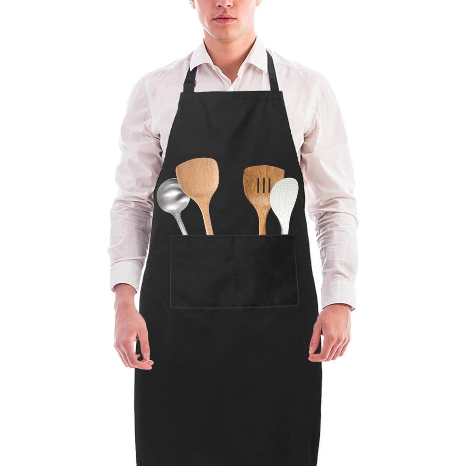 LuxusKollektion Kochschürze Kochschürze Baumwolle Grillschürze Herren Damen Jungen Schwarz Große