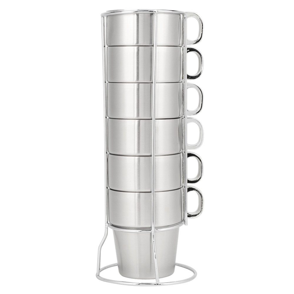 Truyuety Tasse Stapelbare Kaffeebecher mit Ständer, isolierte Edelstahl Kaffeetasse