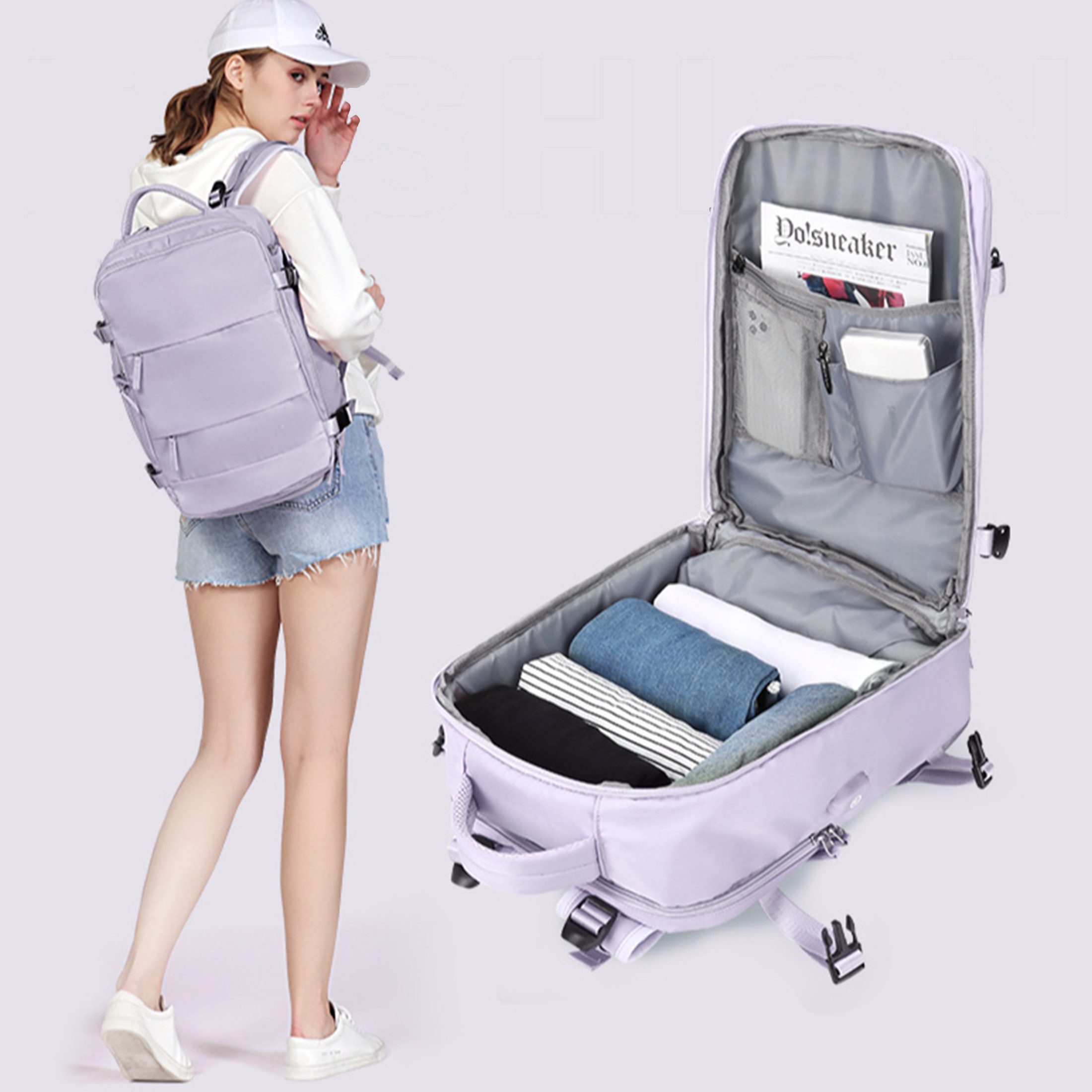 YINDN Reiserucksack 45L Handgepäck mit 14 günstig online kaufen