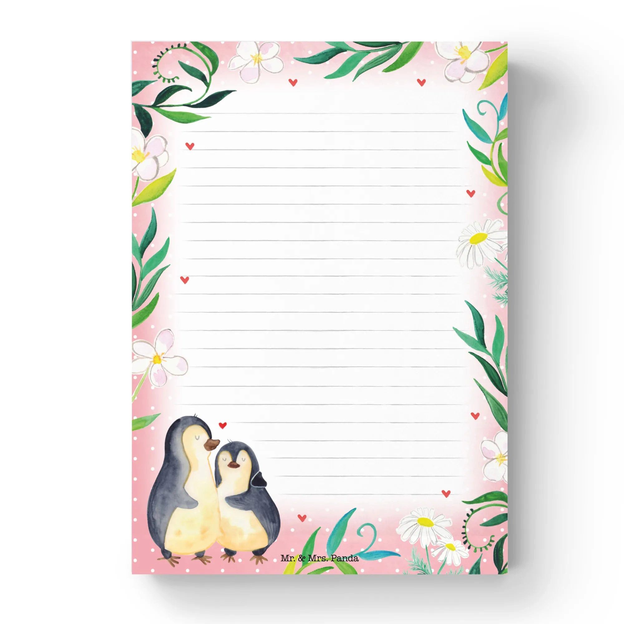 Thumbnail - Mr. & Mrs. Panda Notizblock Pinguin Liebe - Weiß - Geschenk, A5 Skizzenbuch, A5 Habit Tracker, A5, Handgemalte Motive