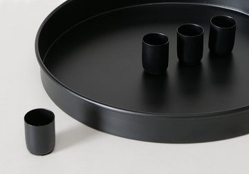 Spetebo Kerzentablett Magnet Kerzentablett für Stabkerzen 25 cm - schwarz (Packung, 1 St., 1x Tablett + 4x Kerzenhalter)