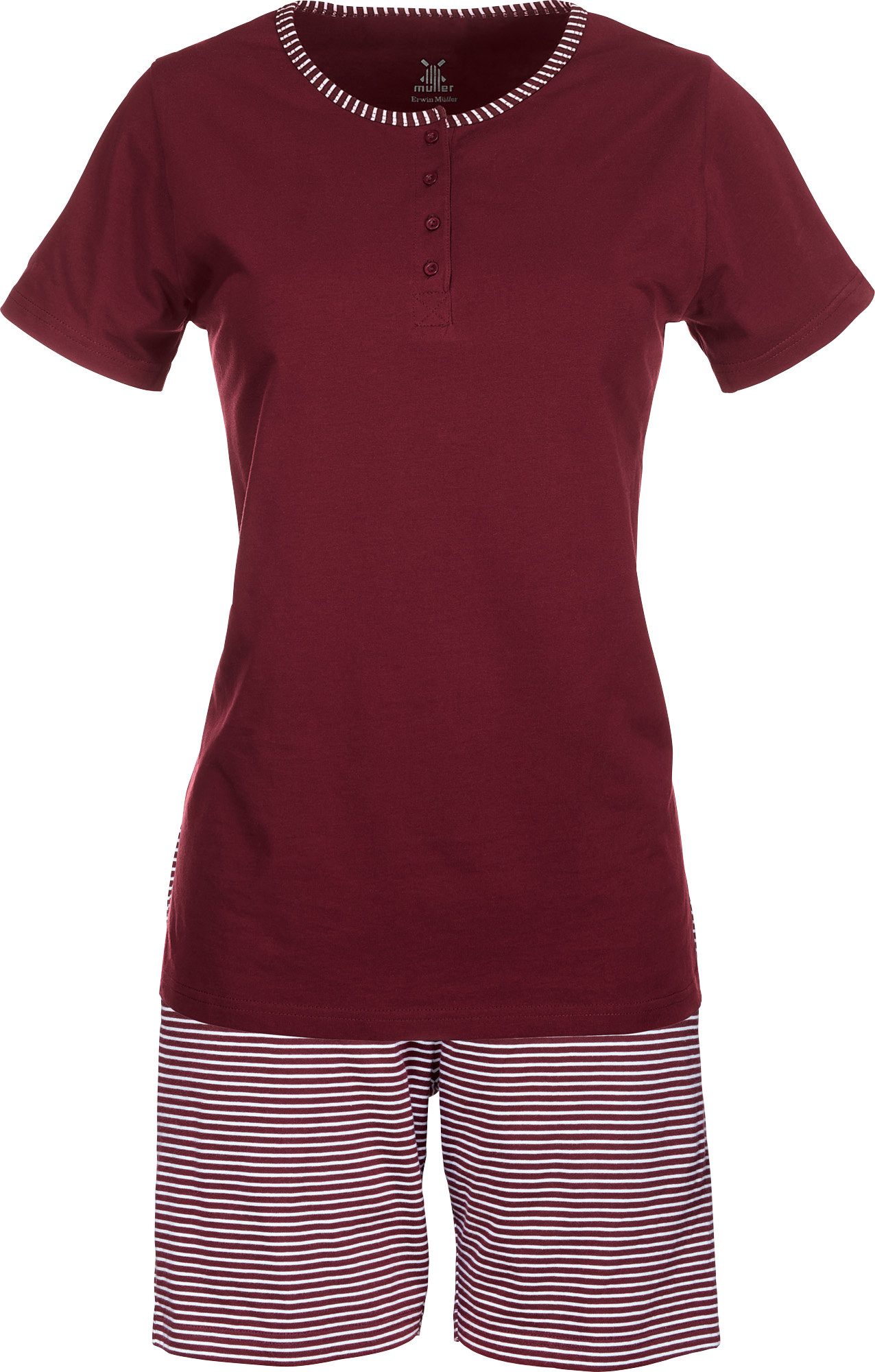 Erwin Müller Pyjama Damen-Shorty Single-Jersey Streifen: günstig online kaufen