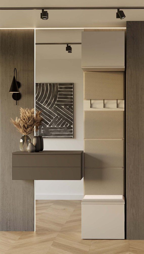 Raumhirsch Furniture Wandgarderobe Garderobenmöbel, Flurgarderobe, Garderobe (Maße 50 x 35 x 238 cm, set), Sitzbank, Schrank, 3 Haken