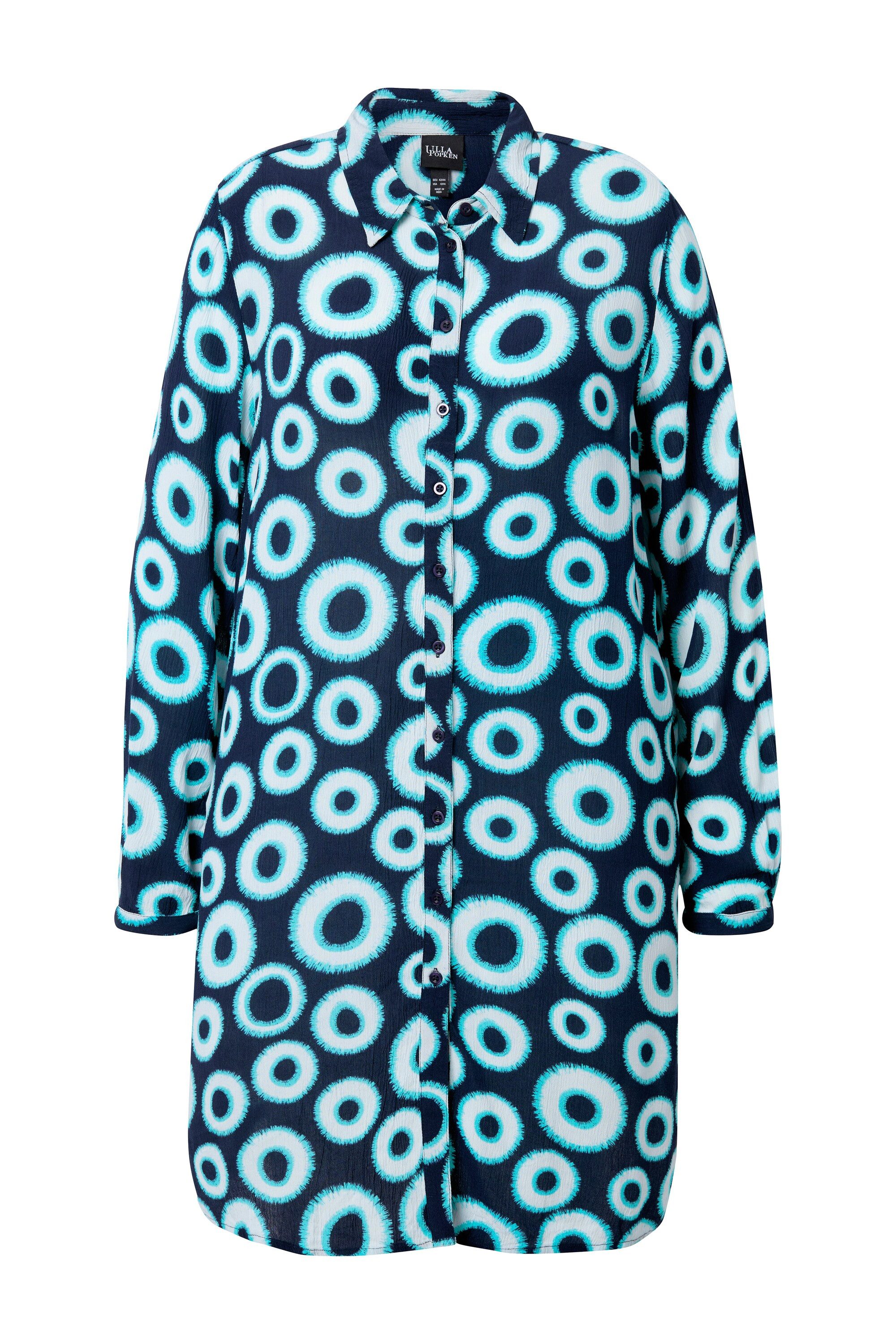 Ulla Popken Longbluse Longbluse Kreise Hemdkragen günstig online kaufen
