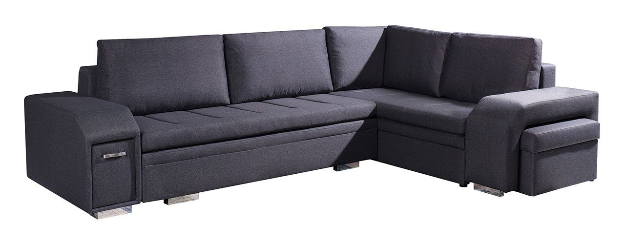 L-Form Schlaffunktion Mit Inari - ALESSIO, Ecksofa Dunkelgrau Wohnlandschaft Sofa MKS MÖBEL