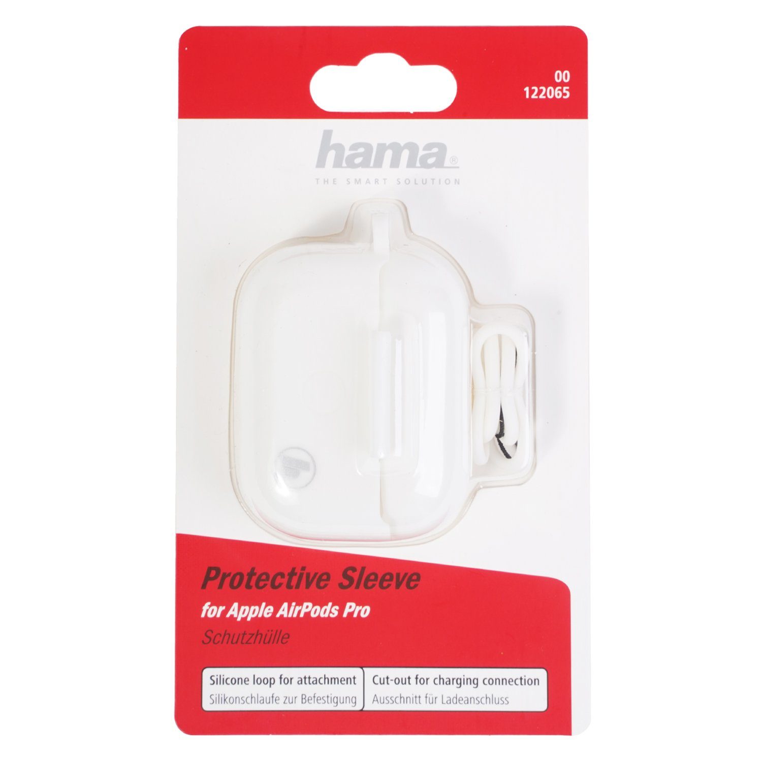 Hama Etui Silikon Skin Case Schutz-Hülle Weiß Wireless-Headset (Trageband zur Sicherung Cover für Ladecase Apple AirPods Pro Kopfhörer)