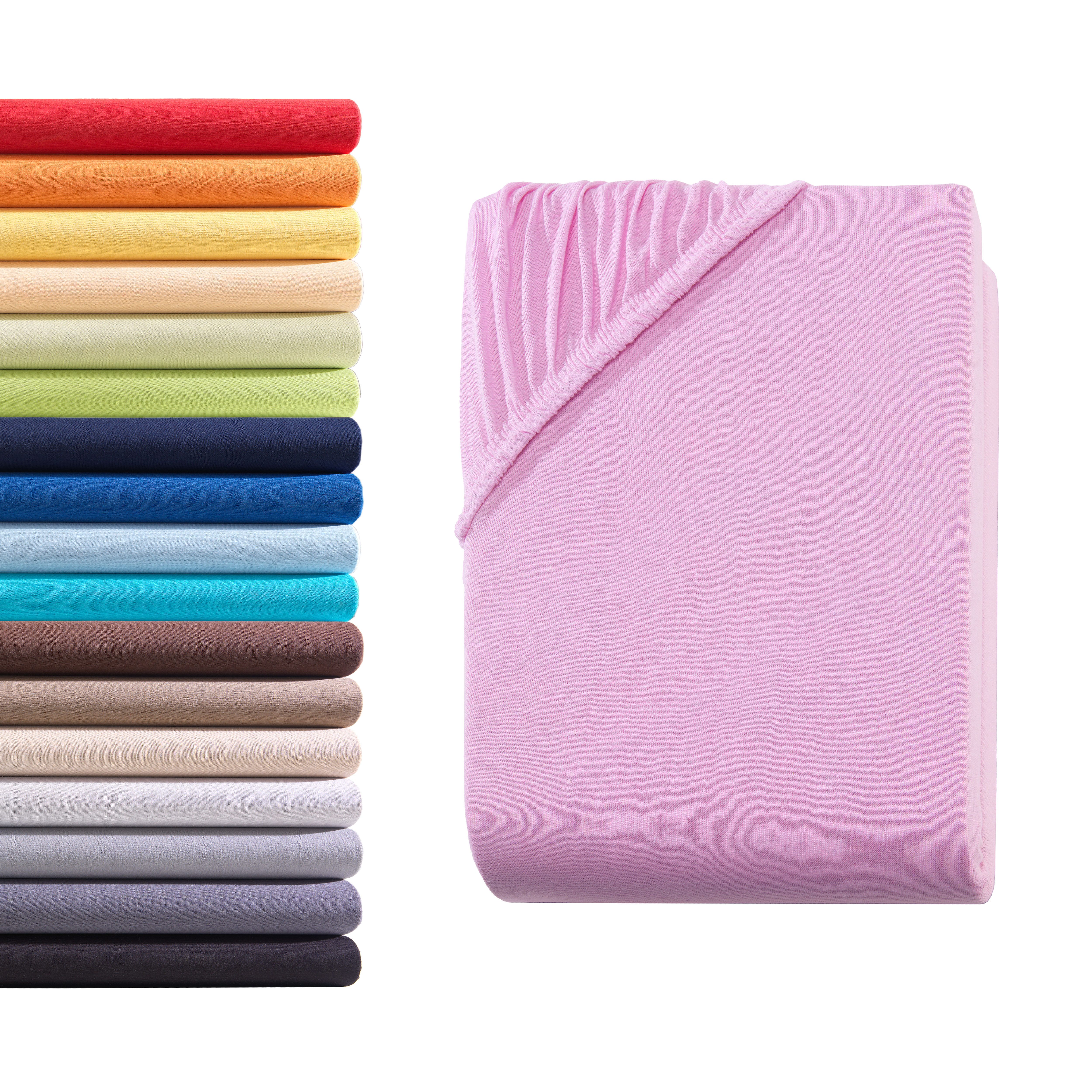 Hometex Premium Textiles Spannbettlaken Jersey Spannbettlaken 100% Baumwolle, Jersey, Gummizug: Rundumgummizug, Premium-Jersey Matratzenhöhe bis 23 cm