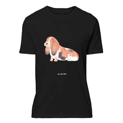 Mr. & Mrs. Panda T-Shirt Hund Basset Hound - Schwarz - Geschenk, Männer, geschecktes Fell, Hun (1-tlg)