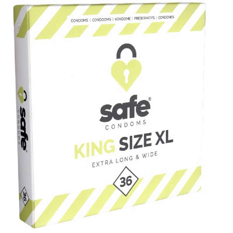 Safe XXL-Kondome KING Size XL (Extra Long & Wide) Packung mit, 36 St., Kondome für den großen Penis, große Kondome für ein sicheres Gefühl