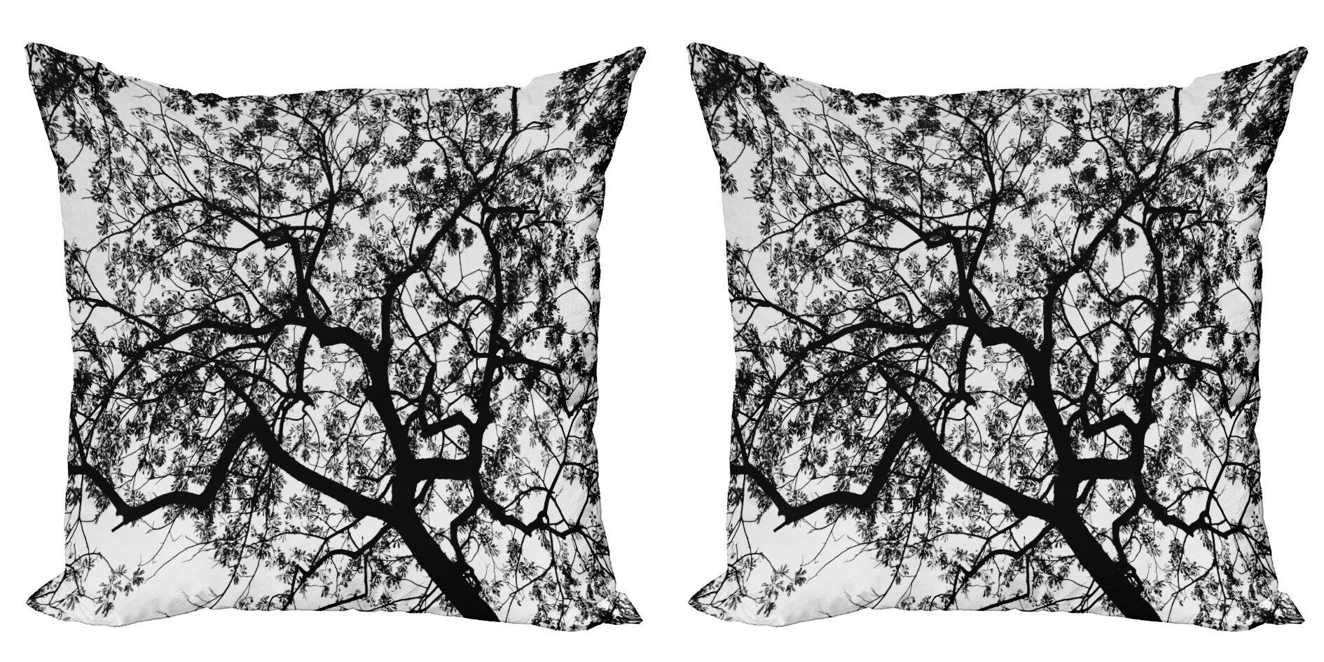 Kissenbezüge Modern Accent Doppelseitiger Digitaldruck, Abakuhaus (2 Stück), Natur Gespenstische schwarzer Baum Ast