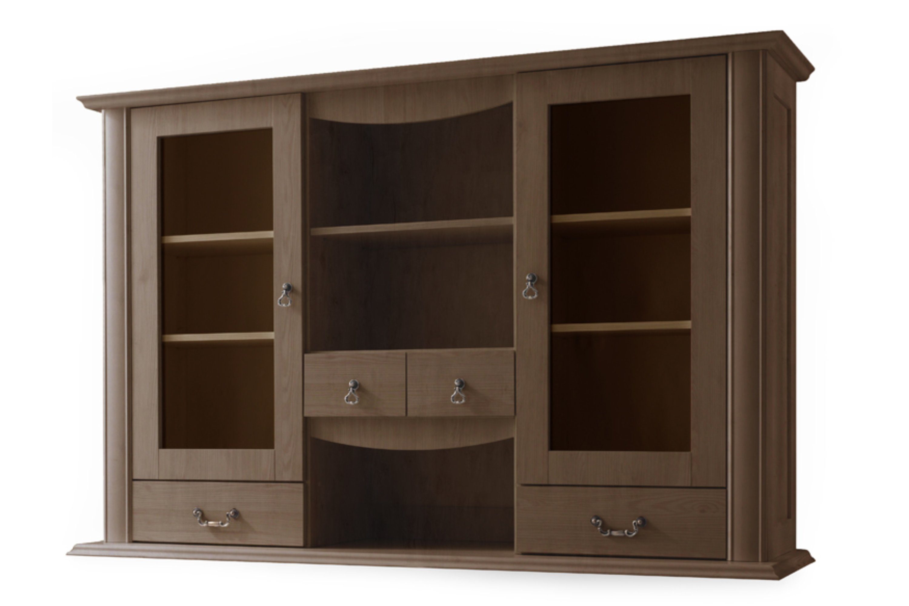 KONSIMO® Kombikommode BRITON Kommode, mit Schubladen, mit Einlegeböden, mit Glastüren, geschnitzte Füße