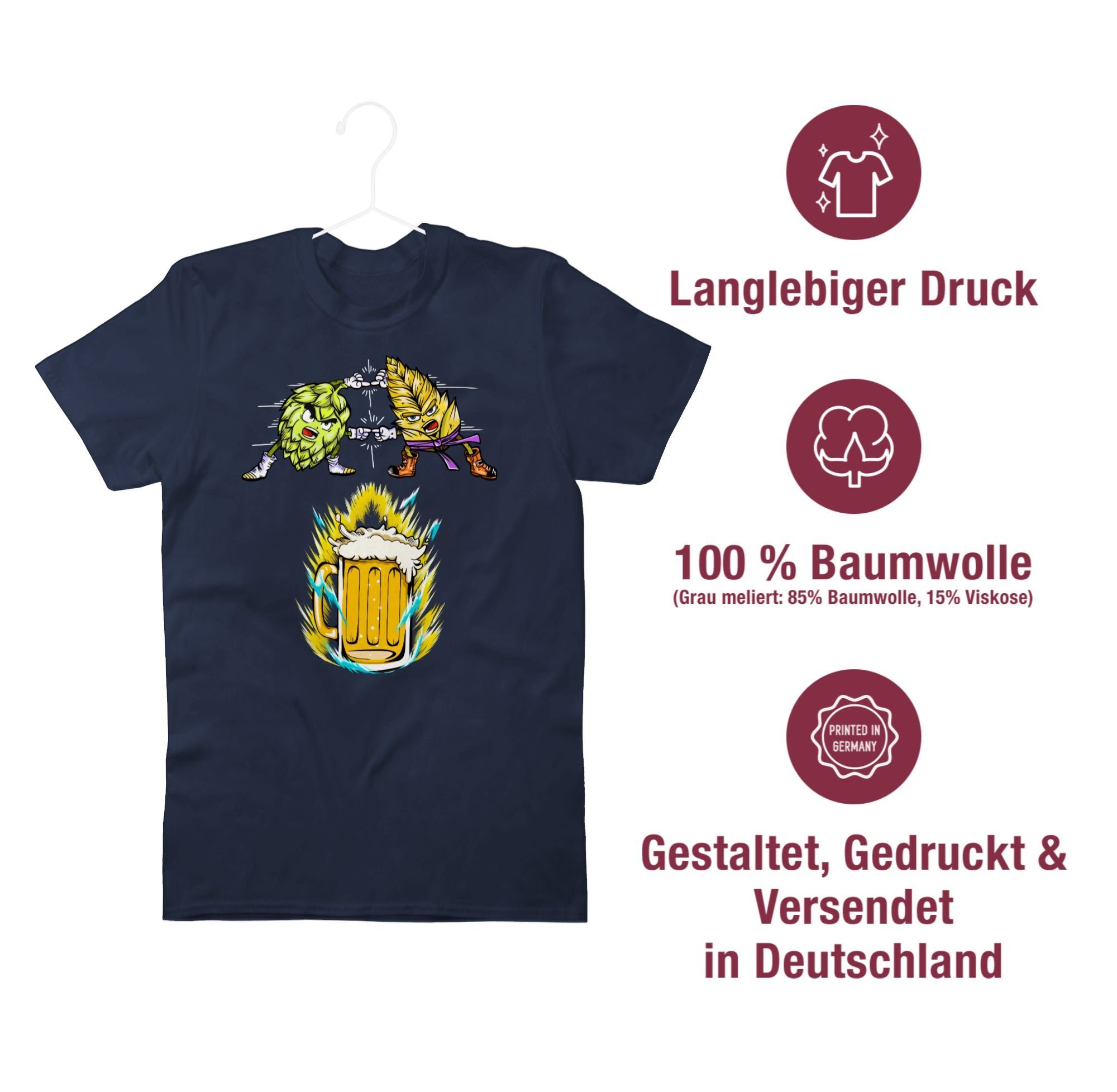 Bier Blau Shirtracer Malz Nerd Geschenke Navy & Fusion Hopfen T-Shirt 03 -