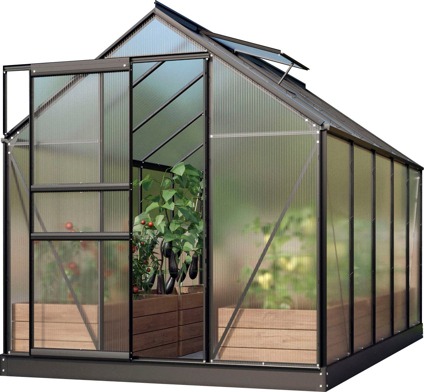 Vitavia Gewächshaus Venus 6200, BxTxH: 195 x 321 x 197 cm, 4 mm Wandstärke, Alu-Profilen, 4 mm Hohlkammerplatten