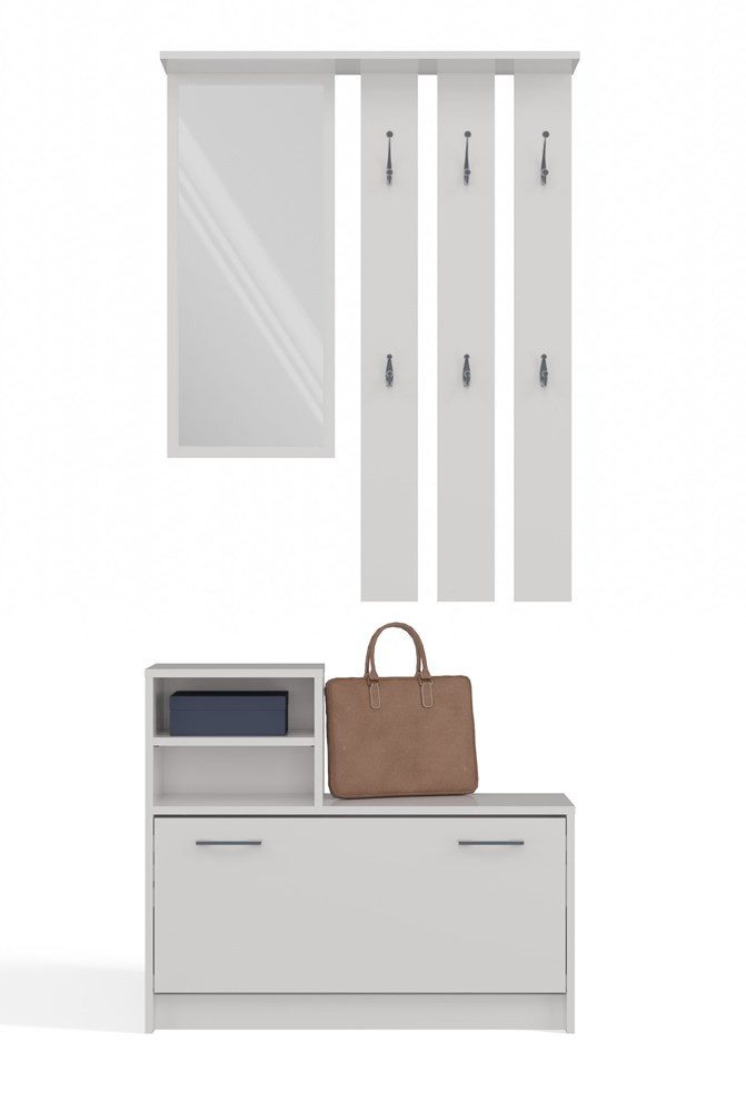 Raumhirsch Furniture Schuhschrank Garderoben-Set (Schuhschrank und 6 Kleiderhaken mit Spiegel) verschiedene Farben