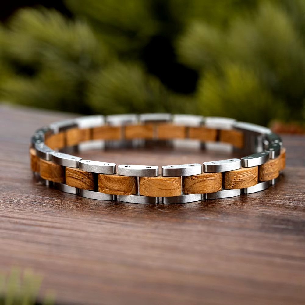 Holztick Bavaria Armband Nexus, Armband aus Eichenholz und Edelstahl gefertigt