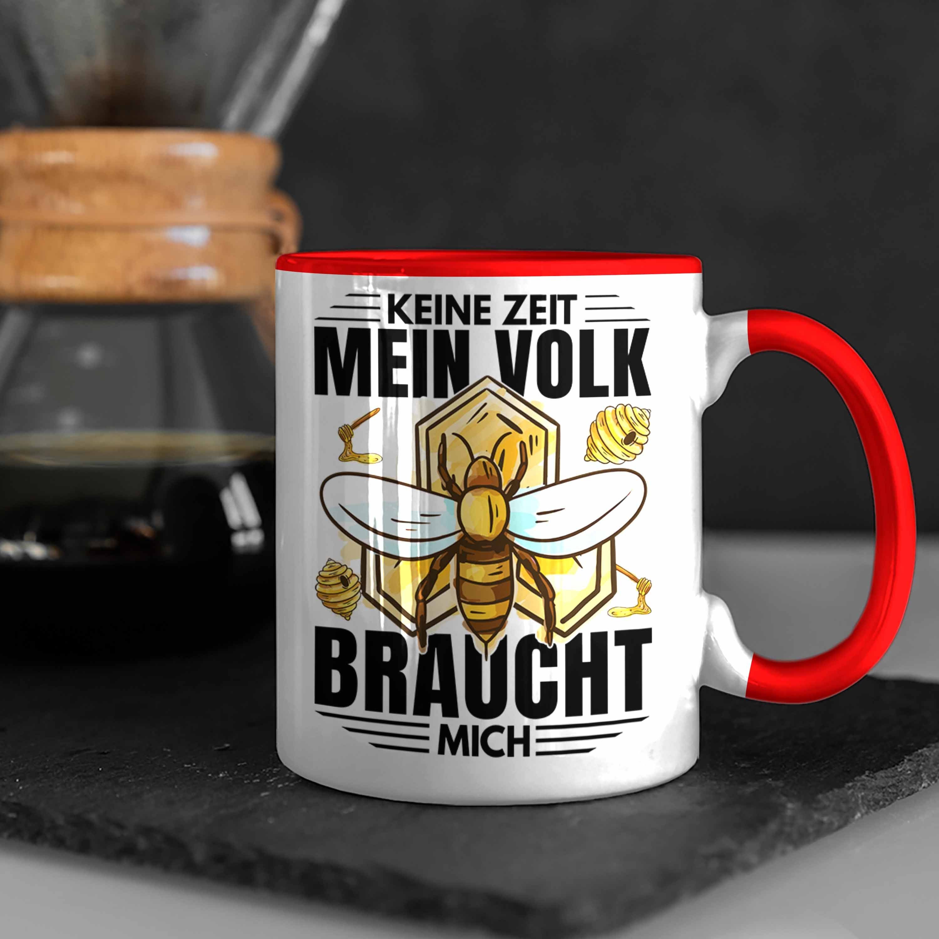 Trendation Tasse Trendation Imker Bienenzüchter Spruch - Geschenkidee Tasse Geschenk Rot Bienen