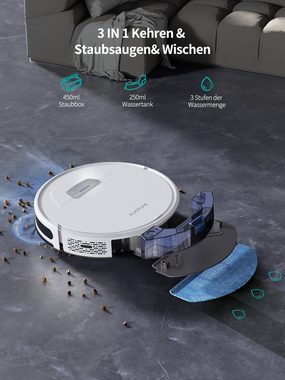 Honiture Saugroboter G20 mit Wischfunktion, Staubsauger Roboter 3500Pa, Kehren Saugen Wischen 3 in 1 Roboterstaubsauger, WLAN,Alexa & APP-Steuerung