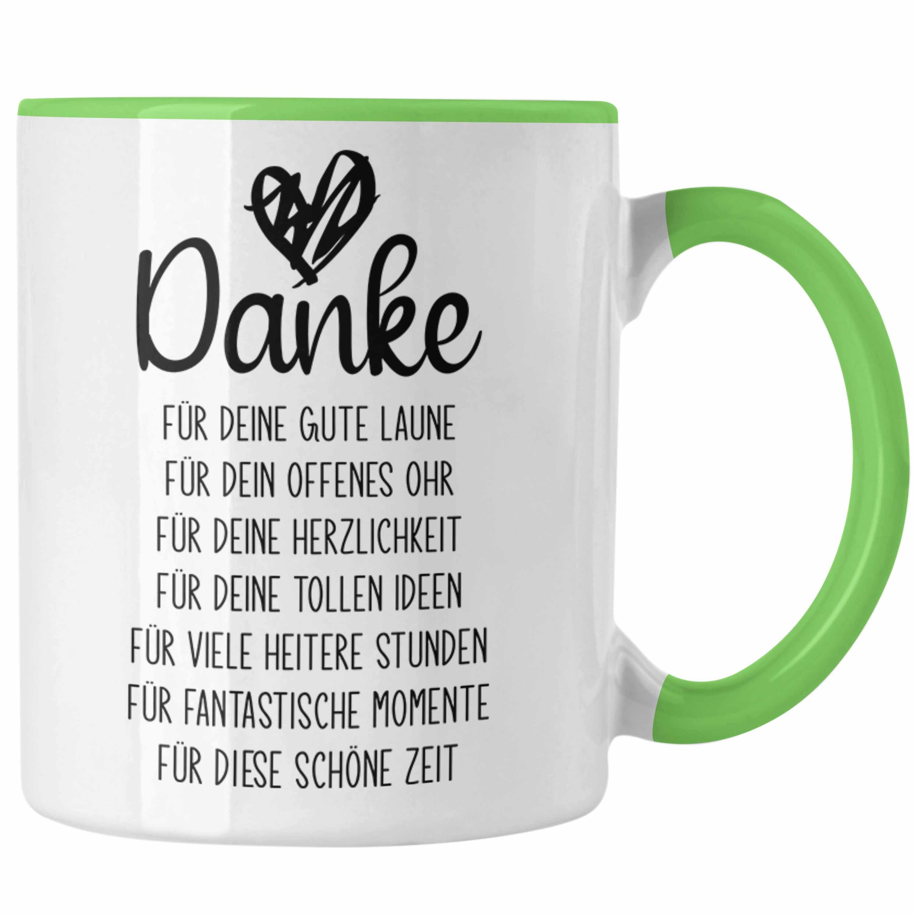 Trendation Tasse Trendation - Dankeschön Tasse Geschenk Danke Sagen Danke für Die Gute Laune Offenes Ohr Spruch Muttertag Vatertag Mama