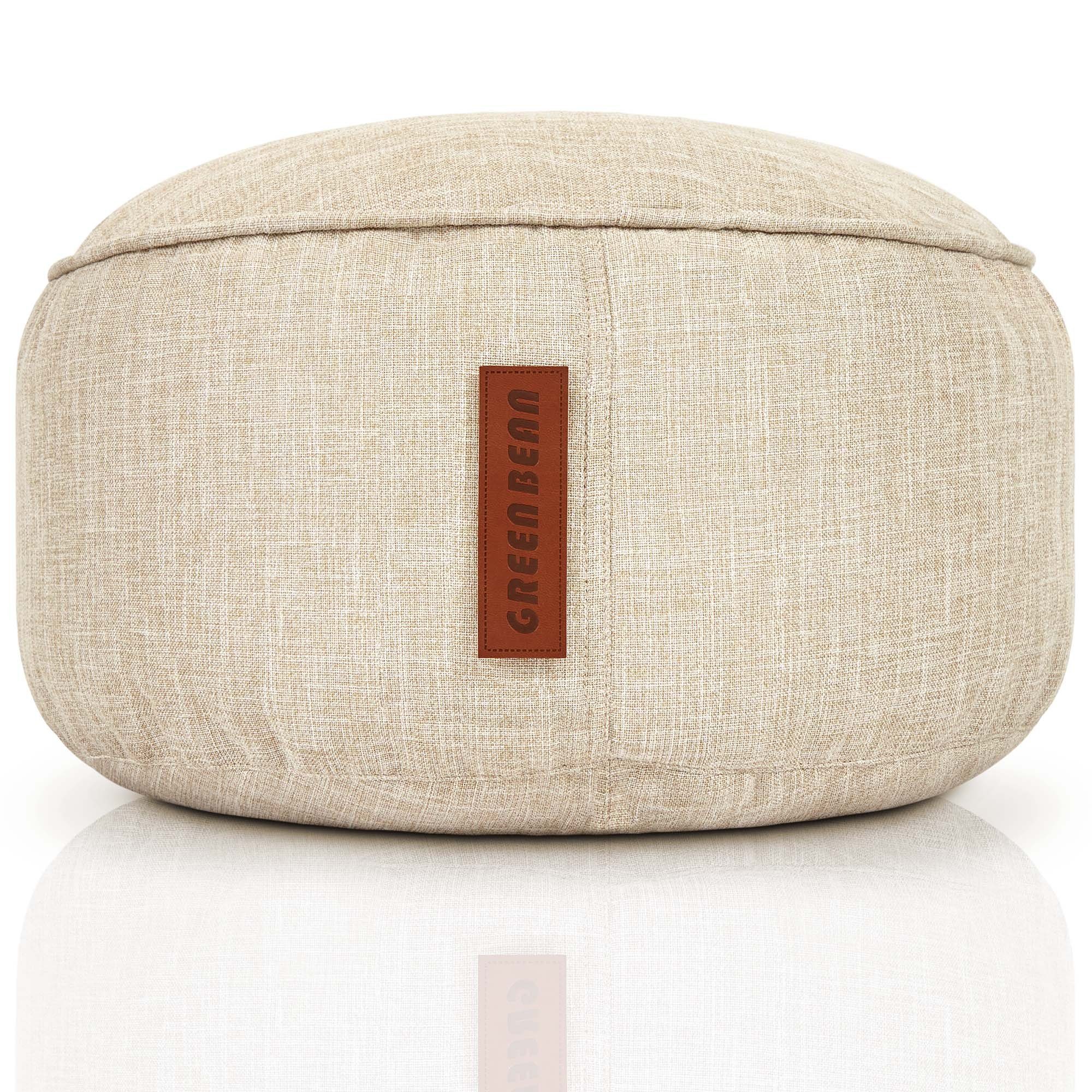 Green Bean Pouf Home-Linen Pouf (Sitzsack-Hocker 25x45cm mit EPS-Perlen Füllung -, Подставка для ног Fußkissen Sitz-Pouf für Sitzsäcke), Bodenkissen für Kinder und Erwachsene - Sitzkissen Стулья