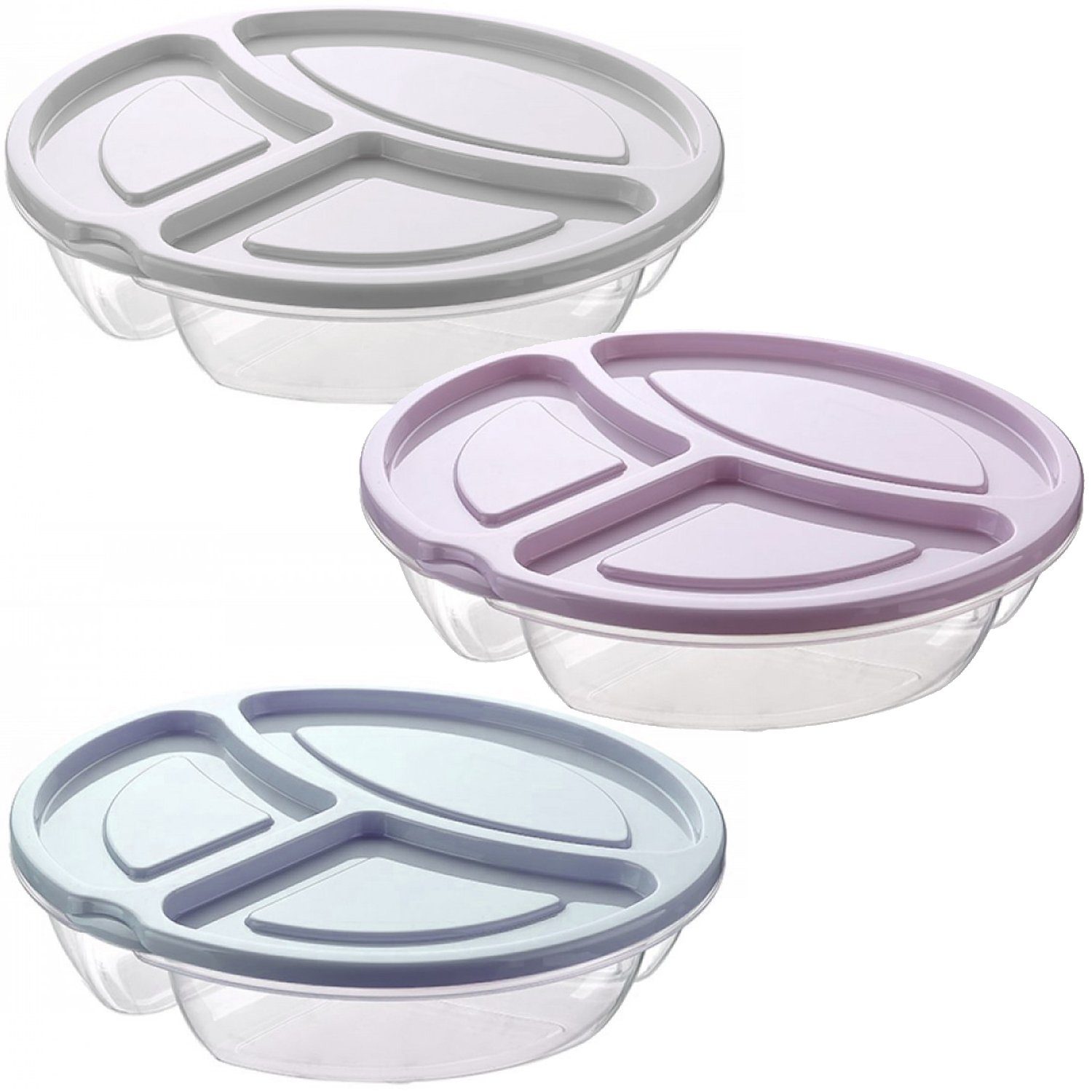 TSB Werk Lunchbox 1-3 Lunchbox Brotdose Lunch Mittag Box Menübox, (3-tlg), Tellerbox, Rund, Picknick, 3 Fächer
