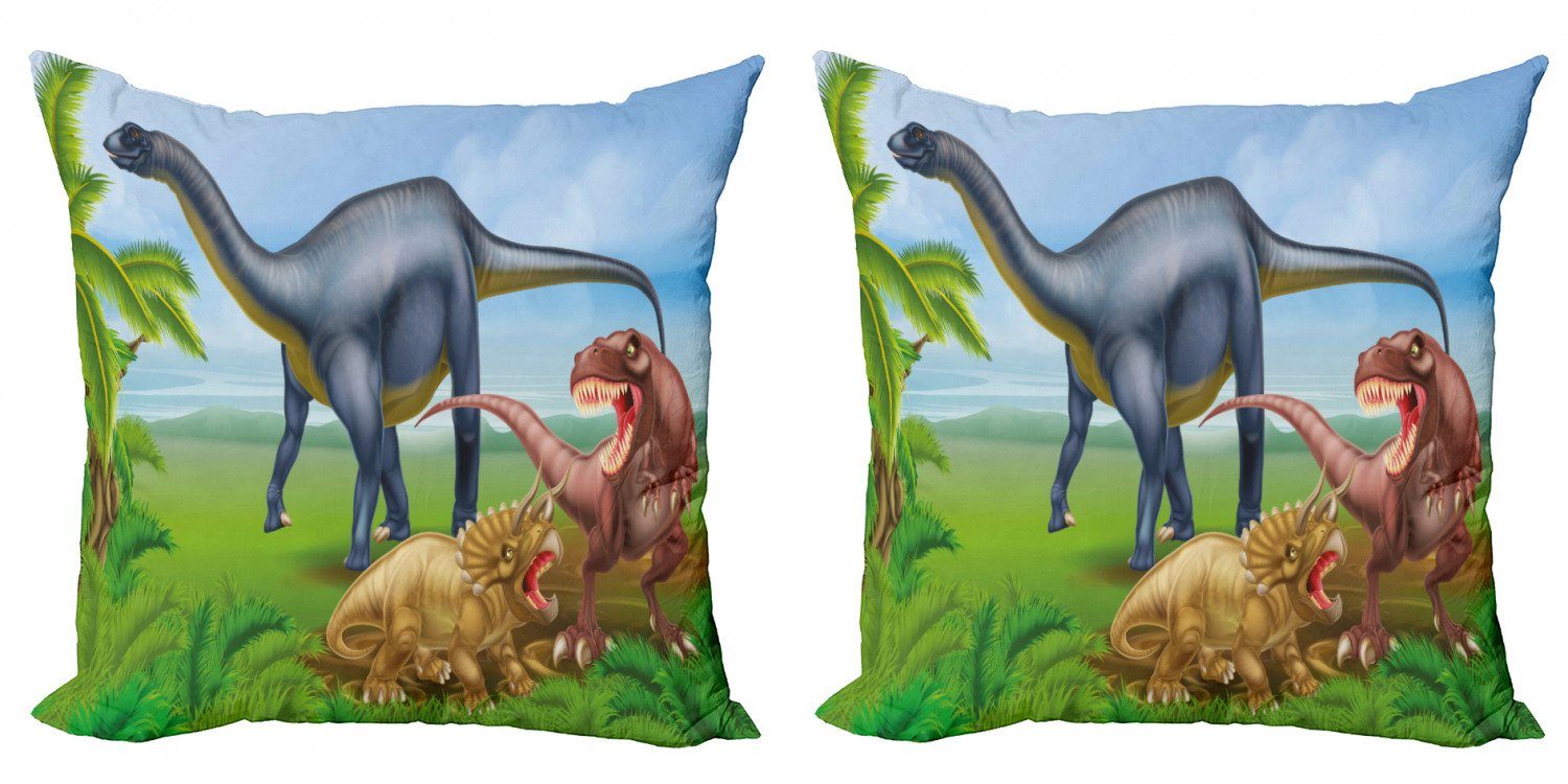 Abakuhaus (2 Doppelseitiger Digitaldruck, Stück), Verschiedene Accent Kissenbezüge Jungle Modern Tiere Dinosaurier