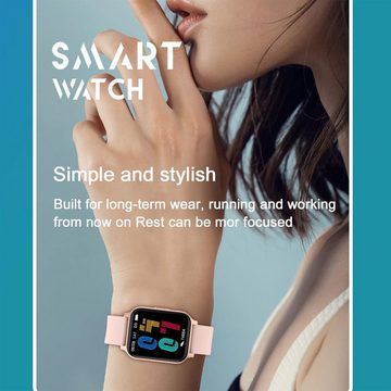 findtime Vibrierende Benachrichtigungsfunktion Smartwatch (1,65 Zoll, Android, iOS), Schrittzähler mit Schlafmonitor Blutdruck Pulsmesser Musiksteuerung