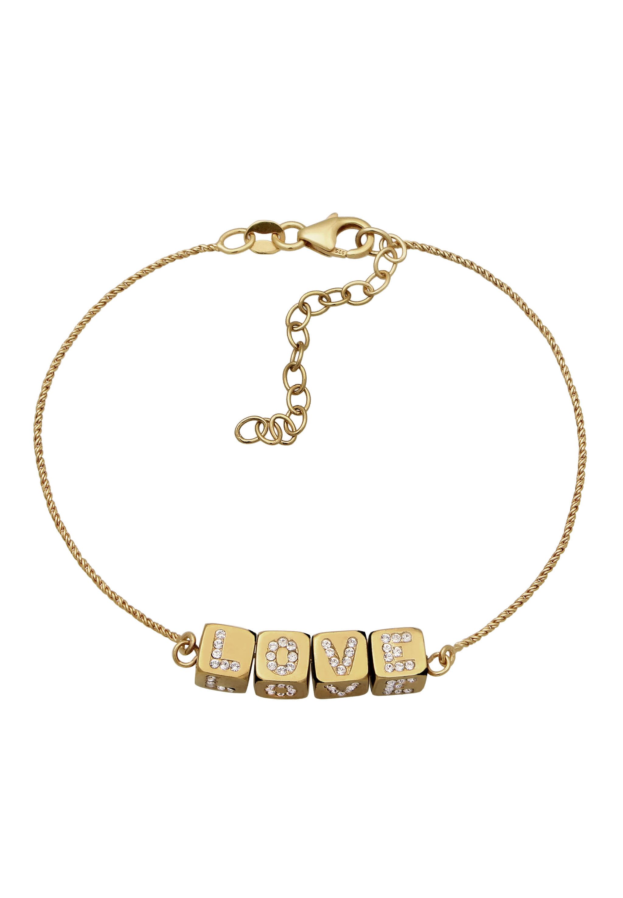 Elli Armband Love Lettering mit Kristallen von Swarovski® 925 Sterling Silber (kein Set, 1-tlg)