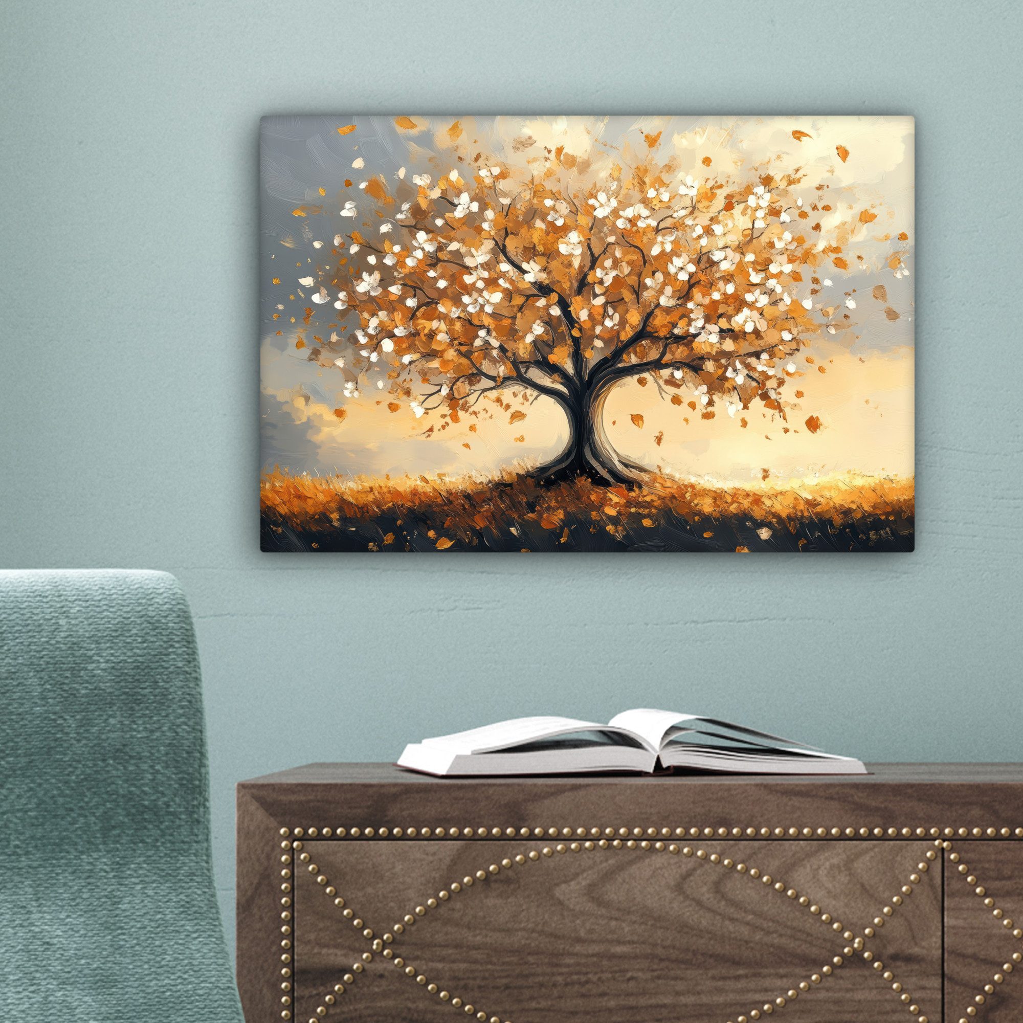 OneMillionCanvasses® Leinwandbild Halloween - Kürbis - Gespenst - Schwarze Katze - Stilleben, Fotodruck (1 St), Leinwand Canvas Wandbild, Wanddekoration 20x30 c – Bild 3 von 5