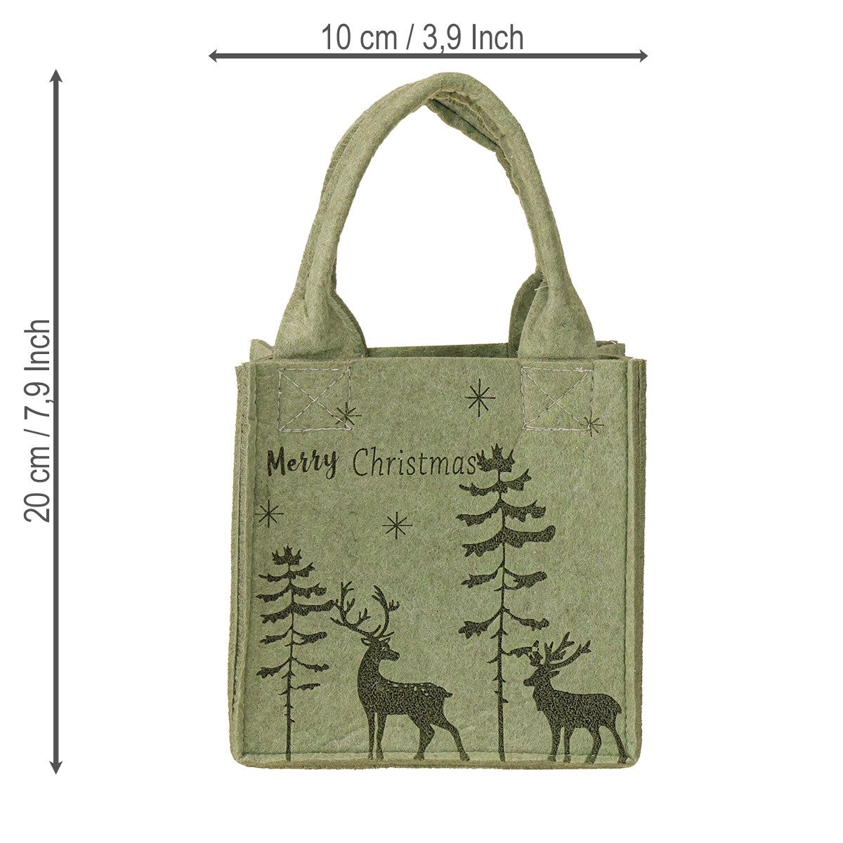 Florists Products Weihnachtsmann Weihnachtstasche aus Filz mit Henkeln und Motiv Merry Christmas