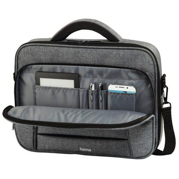 Hama Laptoptasche Notebook Tasche bis 44 cm (17,3 Zoll) im Business Style, Farbe grau, Mit Vordertasche, Innenfach, Organizerstruktur, Trolleyband, Klettband