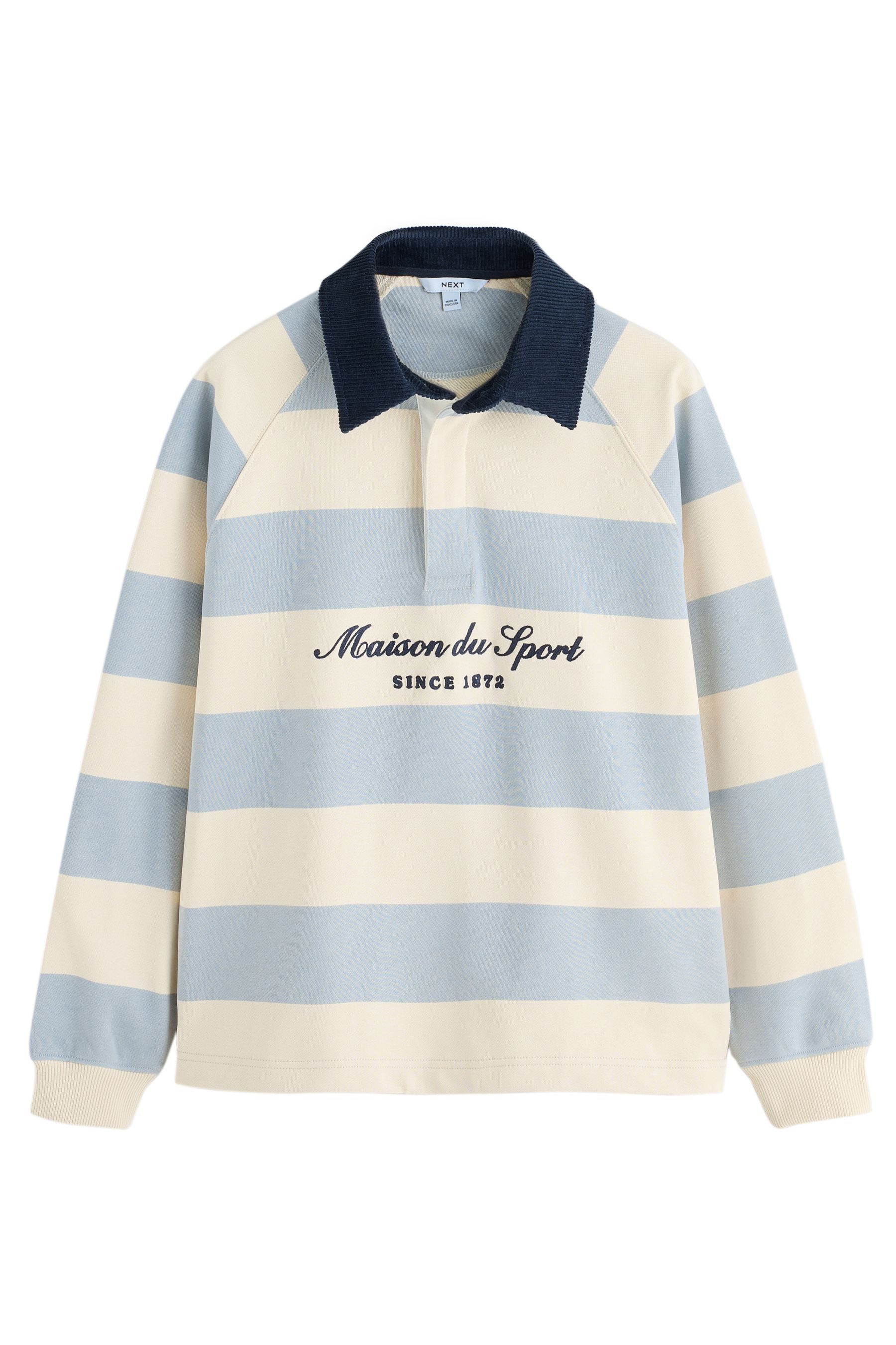 Next Rugbyshirt Gestreiftes Rugby-Shirt mit Cordkragen (1-tlg)