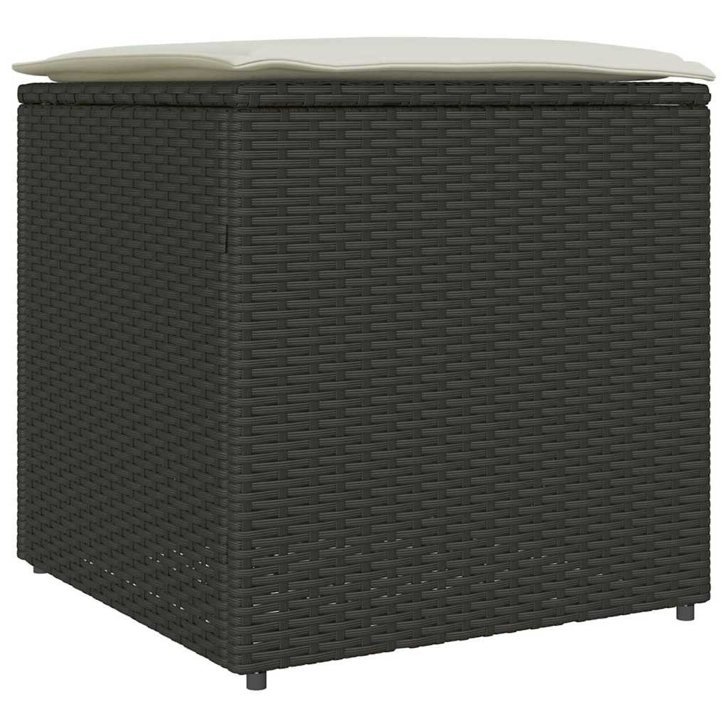 vidaXL Gartenbox Kissenbox mit Speicher Schwarz 50 x 50 x 50 cm Poly-Rattan (1 St)