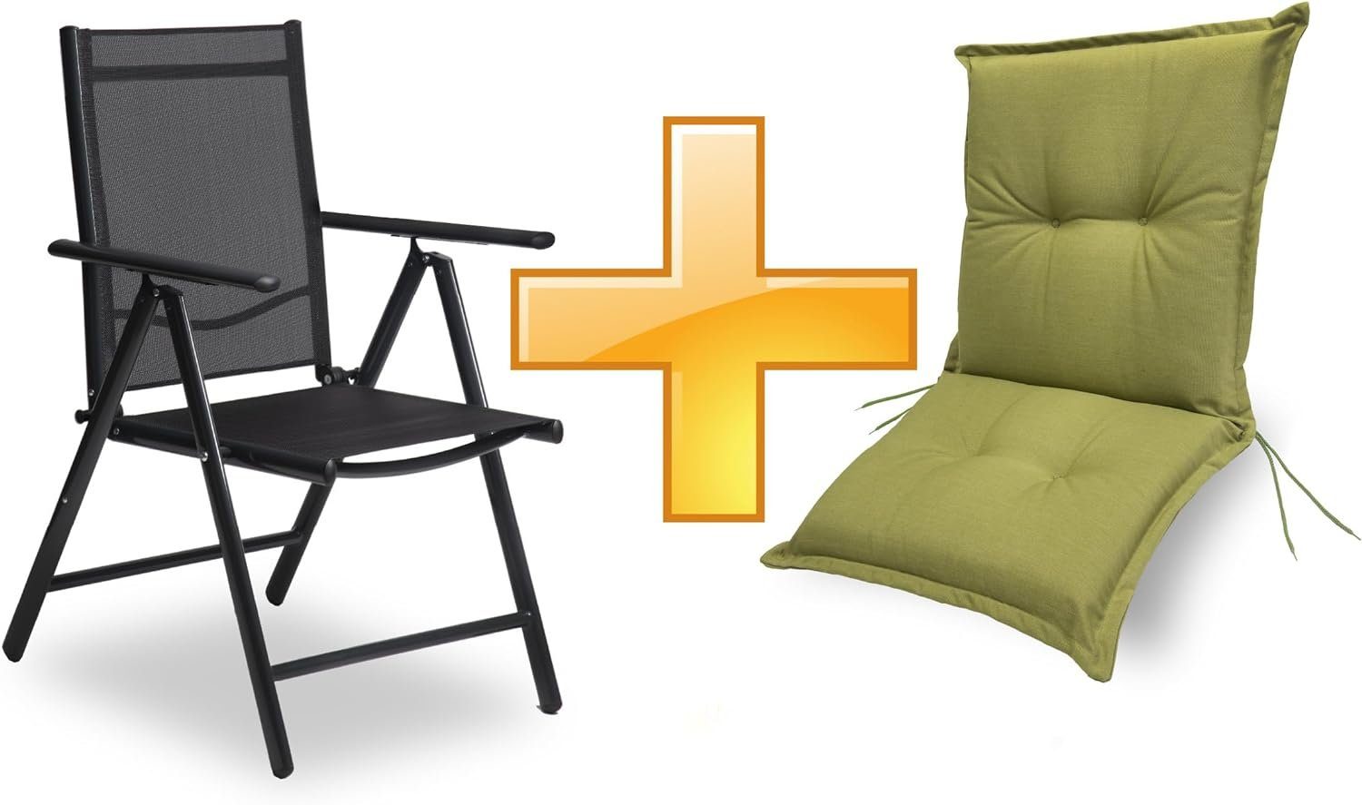 sunnypillow Gartenstuhl Set Gartenstuhl und Gartenstuhlauflage Niedriglehner Indoor / Outdoor, 100 x 50 x 9 cm Auflage wasserdicht UV-lichtecht