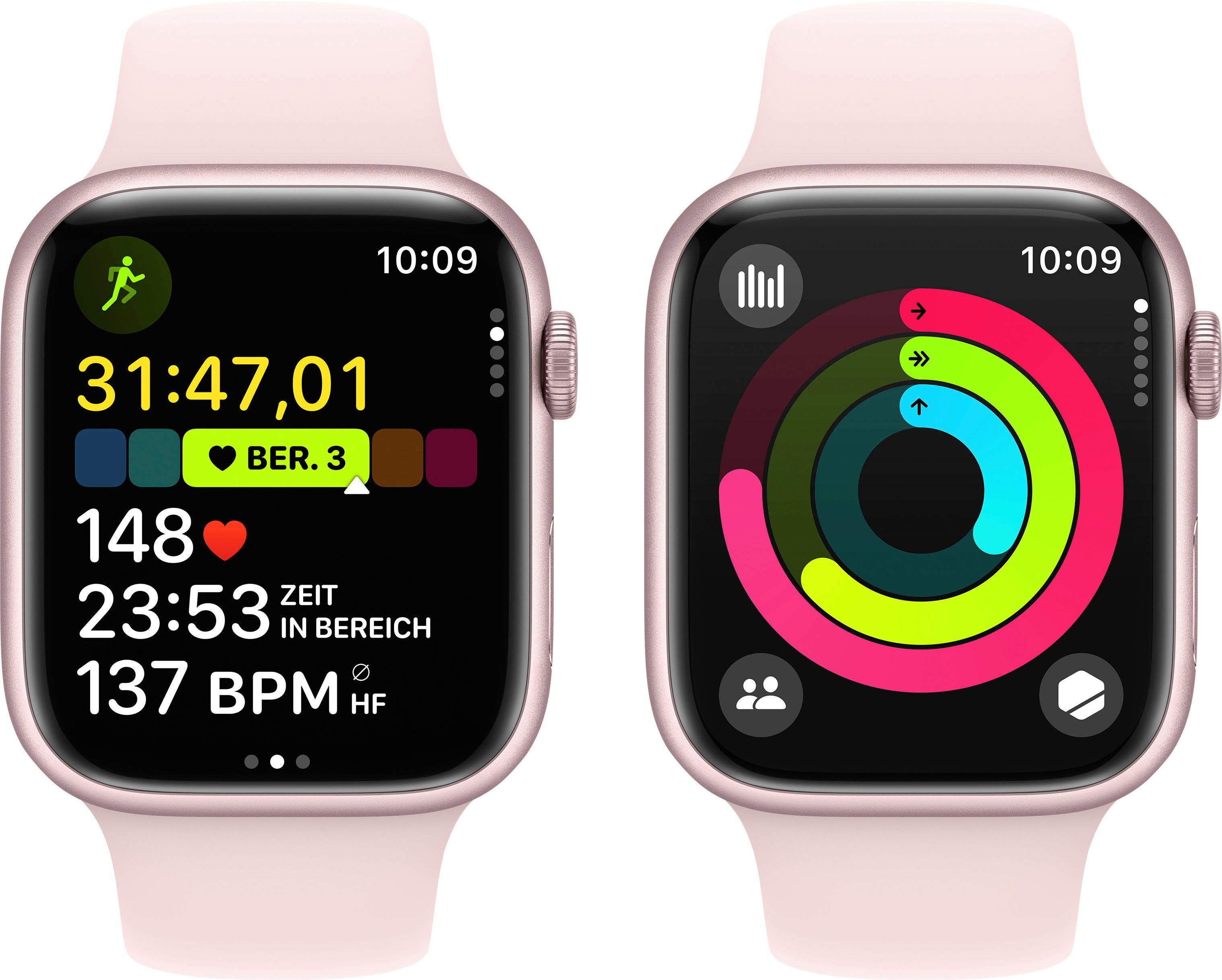 Apple Watch Rosa 10), cm/1,77 (4,5 OS GPS 9 Series S/M Sport Smartwatch 45mm Aluminium Band Pink | Watch Zoll,