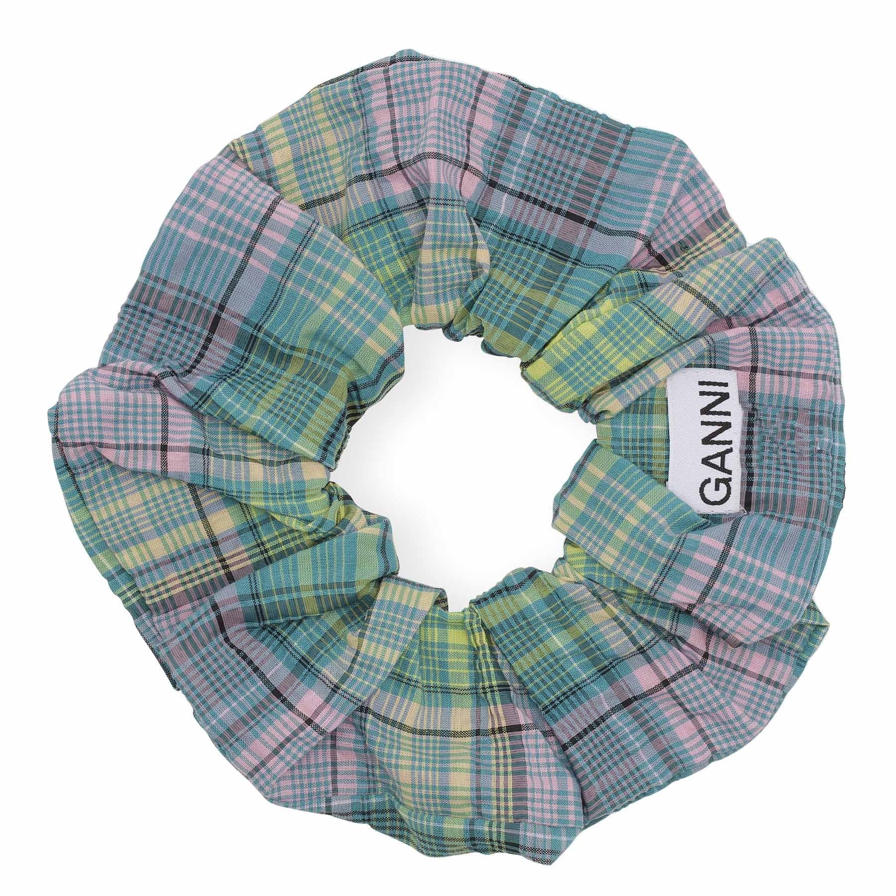 GANNI Haarband Scrunchie SEERSUCKER CHECK mit Bio-Baumwolle