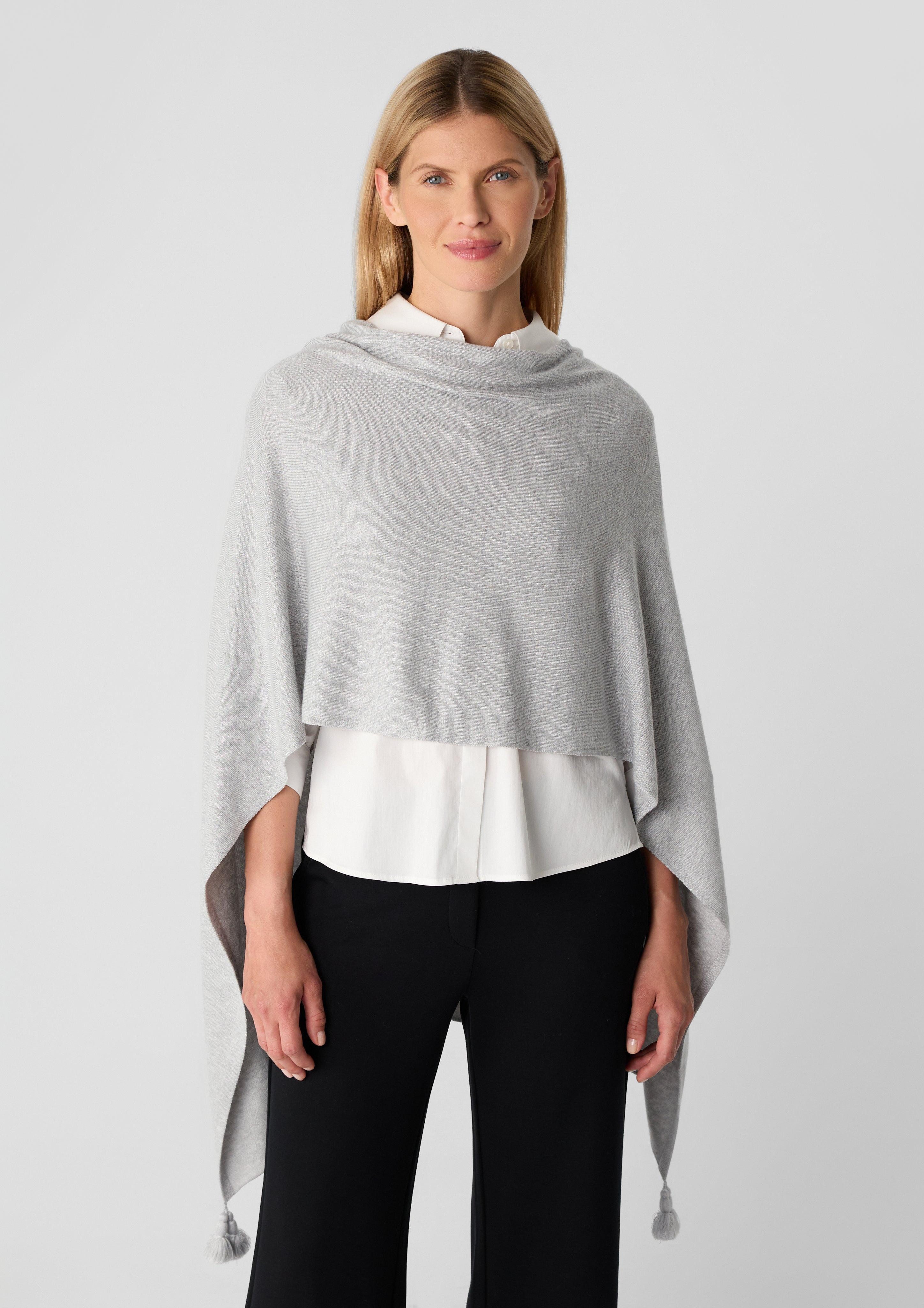 comma Poncho Weicher Feinstrick-Poncho mit Quasten günstig online kaufen