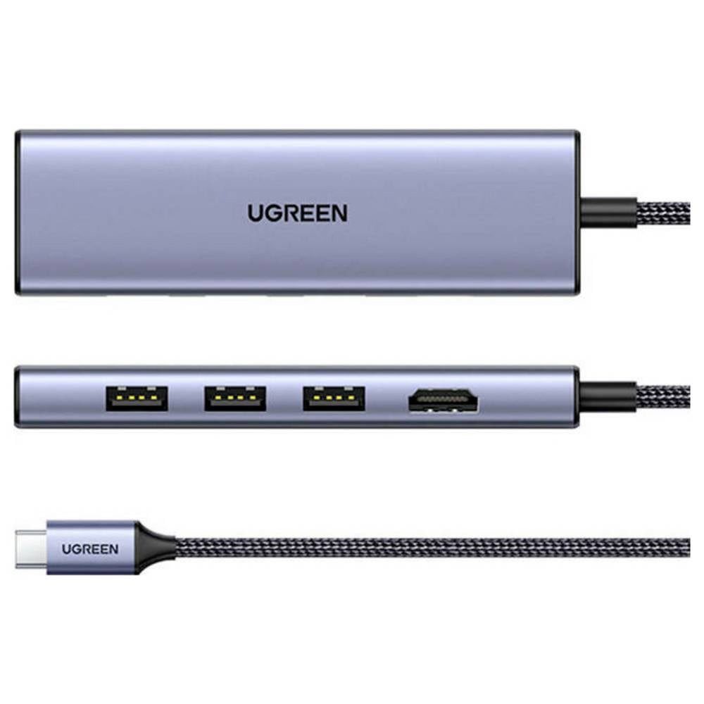 UGREEN Laptop-Dockingstation USB-C® Dockingstation CM511 6-in-1 USB-C Hub integrierter Kartenleser