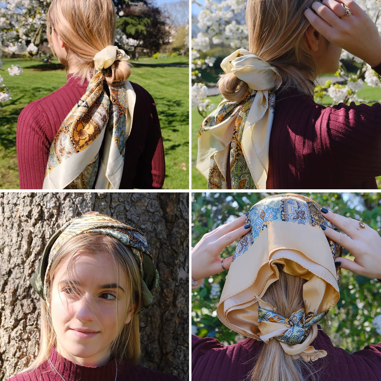 Coonoor Seidentuch 70x70 cm Quadratische Schals für Damen, Seide Kopftuch B günstig online kaufen