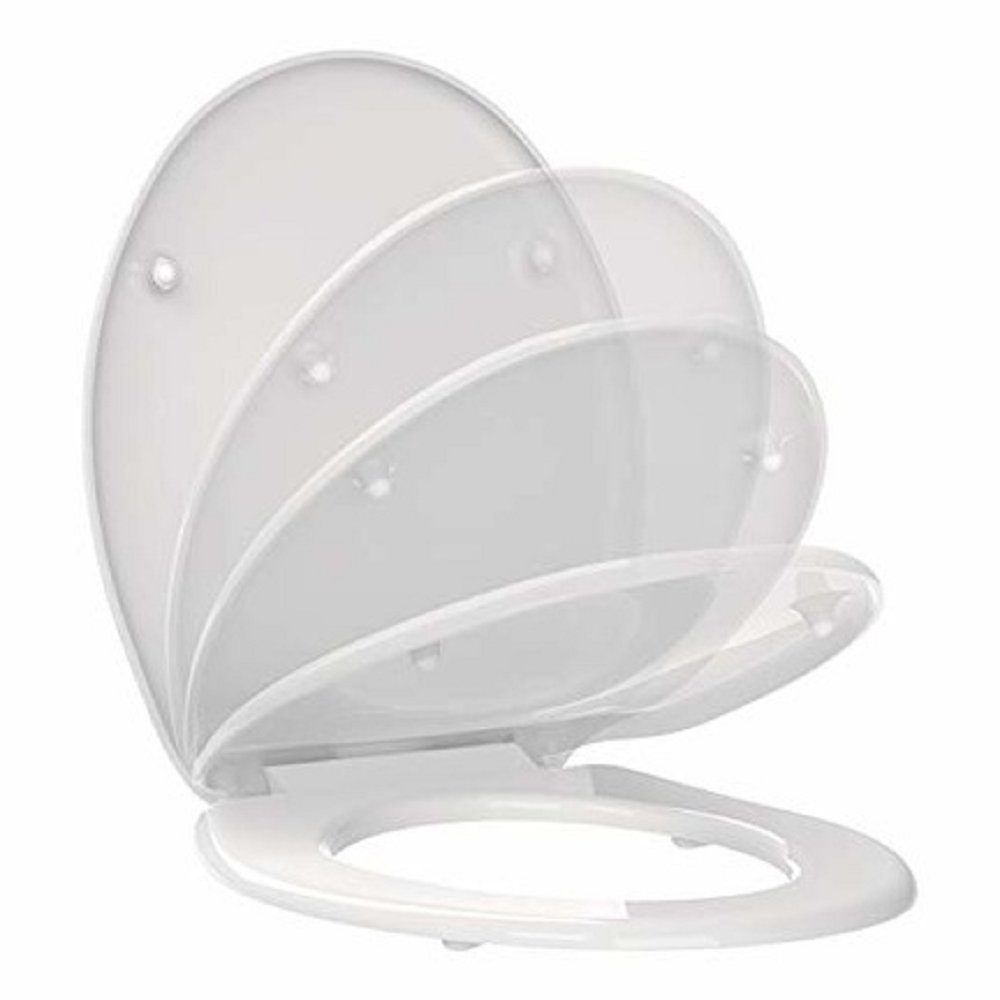 spirella WC-Sitz HARRY, Premium Toilettendeckel aus leichtem PP Thermoplast Kunststoff, hohe Stabilität, bruchsicher, Edelstahl Scharniere mit Quick-Release-Funktion zur einfachen Schnellreinigung, Soft Close Absenkautomatik, oval, weiß