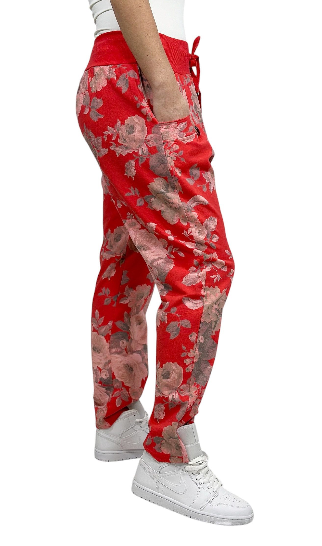 Mississhop Boyfriend-Hose Damen Hose Sweatpants Jogginghose Blumen M.130